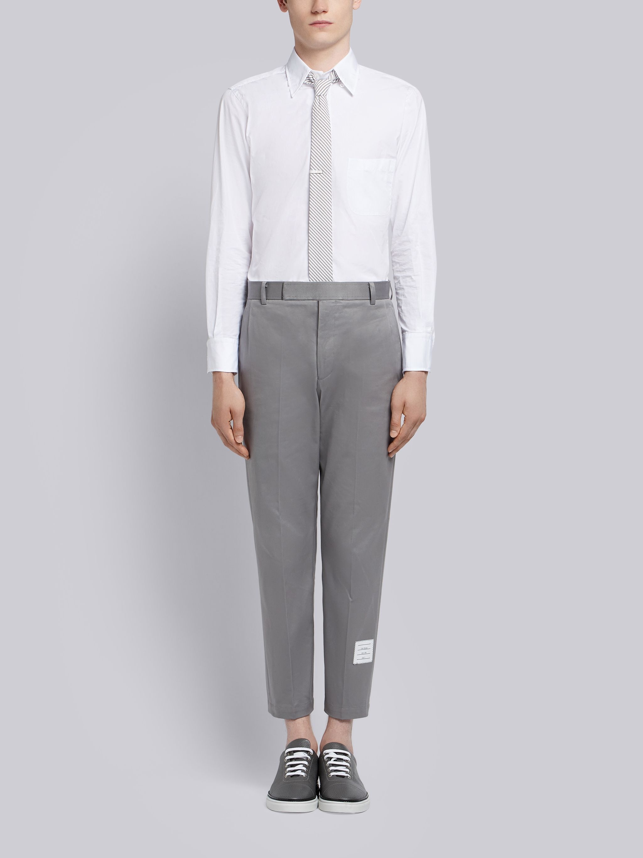 Medium Grey Cotton Twill Unconstructed Chino Trouser - 4