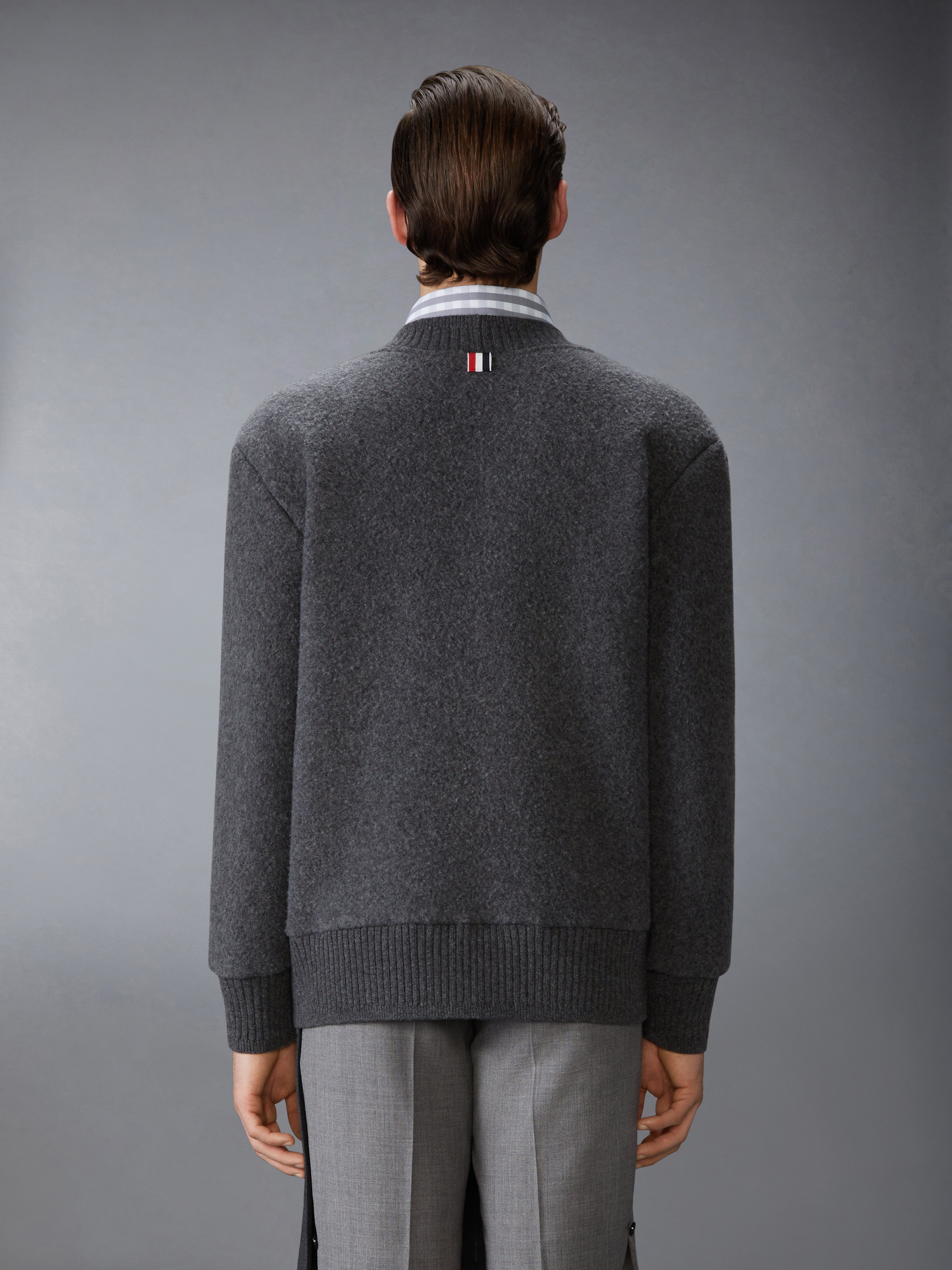 WOOL FLEECE OVERSIZED V NECK CARDIGAN - 3