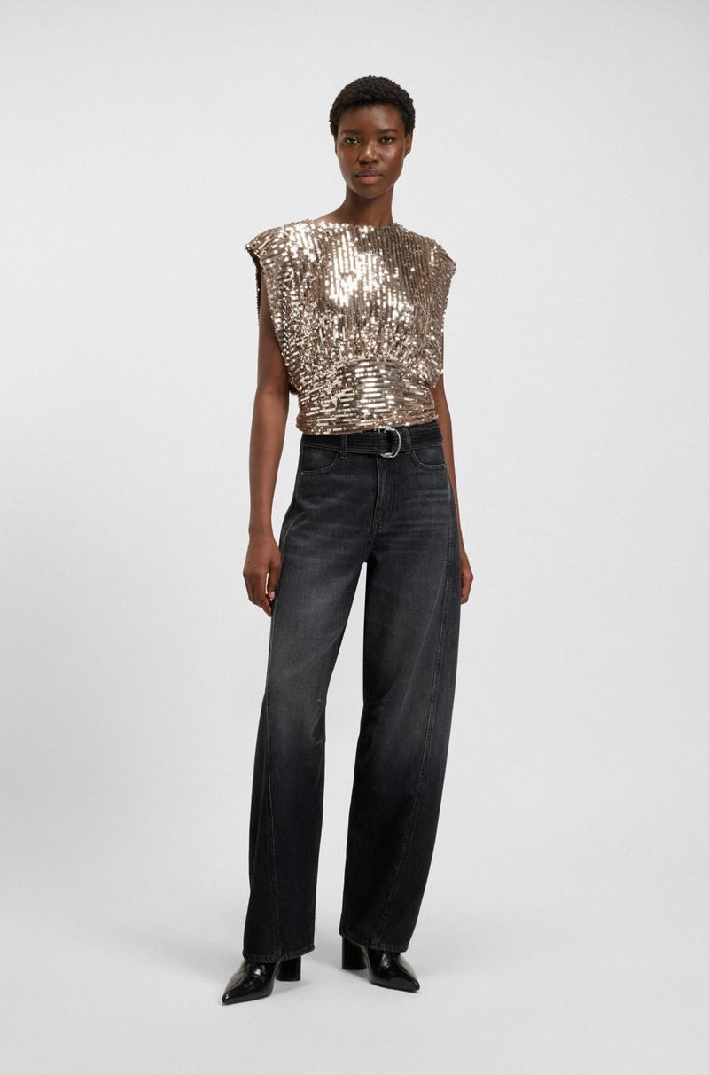 BOSS BLACK BALLOON-LEG JEANS IN RIGID DENIM outlook