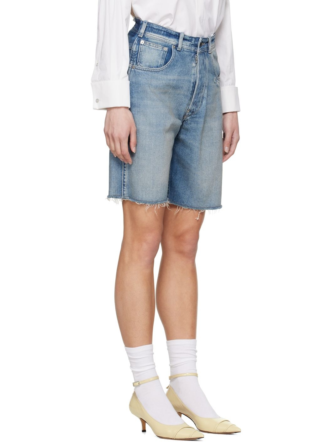 Blue Faded Denim Shorts - 2