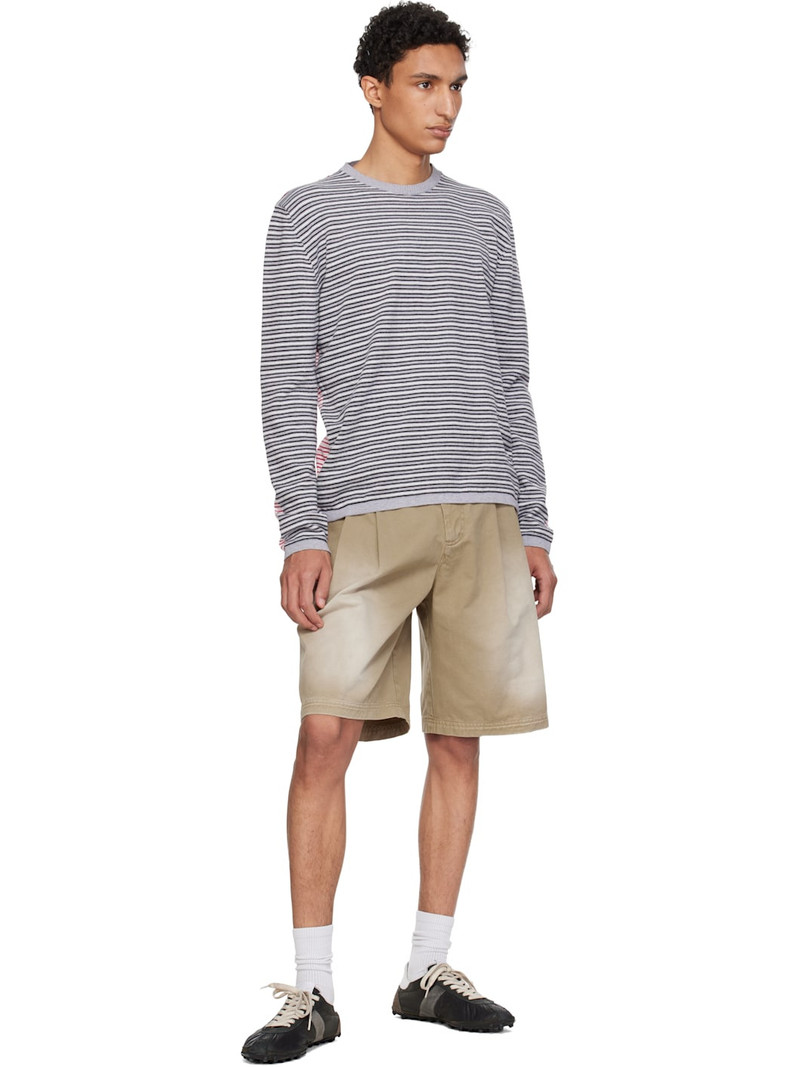 ERL Beige Pleated Chino Woven Denim Shorts outlook