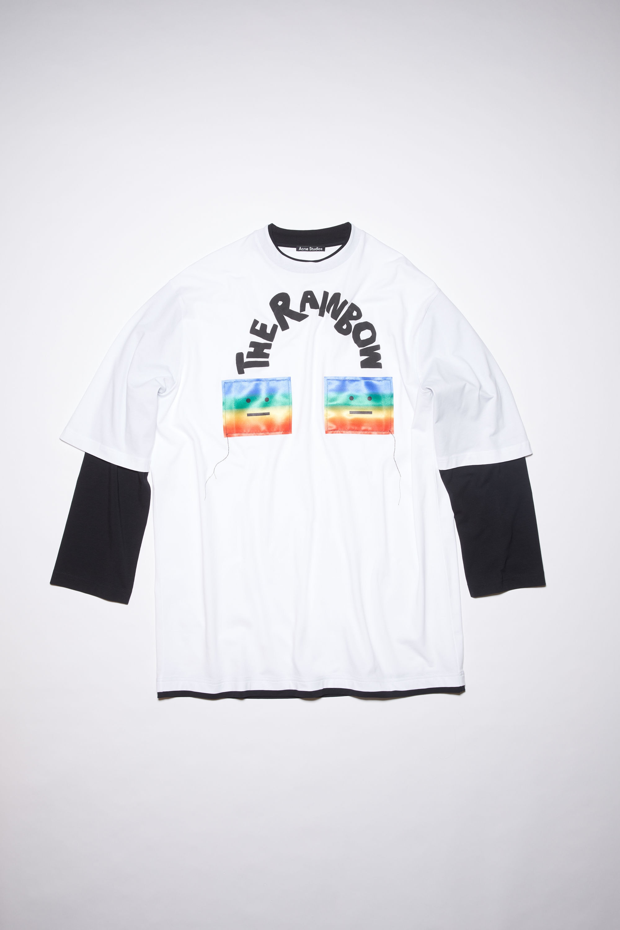 【Acne Studios】Tシャツ FACE レインボー Acne Studios Rainbow long sleeve t-shirt - Optic White