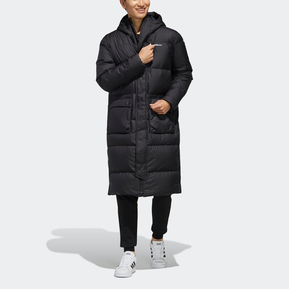 adidas neo High Collar Long Down Jacket Black EI4436 - 3