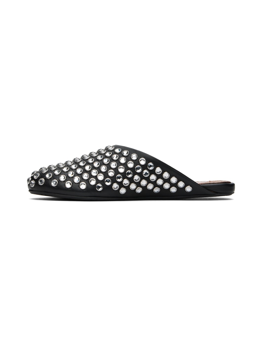 Black Strass Lambskin Mules - 3