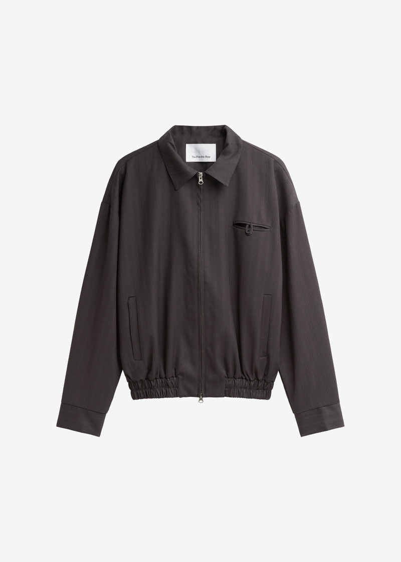 Minori Blouson Jacket - Charcoal/White Pinstripe 1