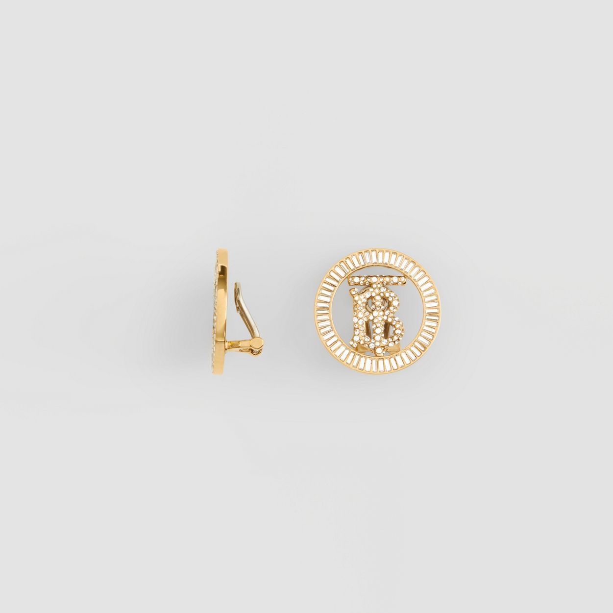 Crystal Detail Gold-plated Monogram Motif Earrings - 4