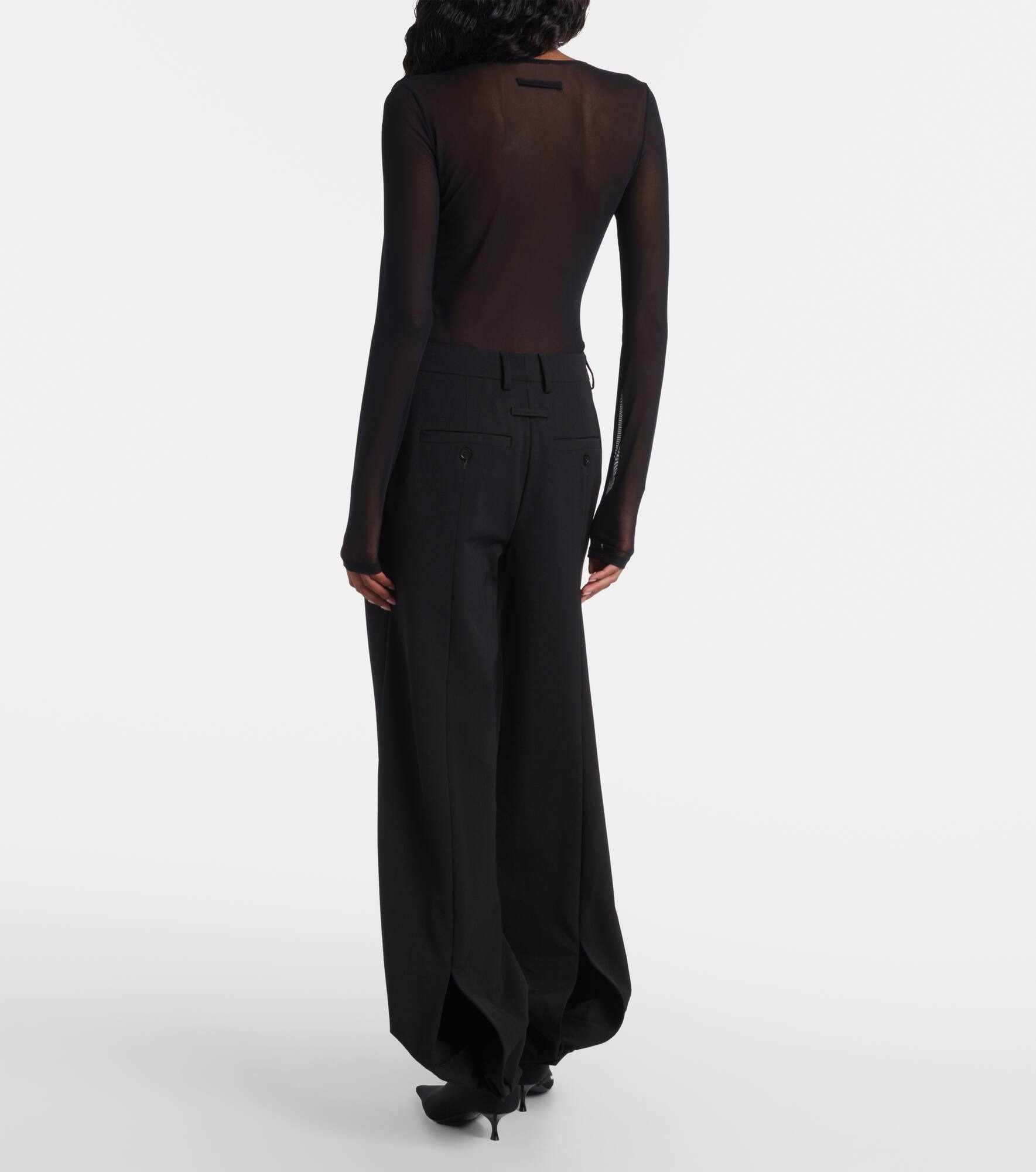 Logo sequined tulle top - 3
