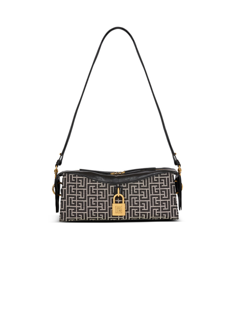 Pulse shoulder bag in monogram jacquard and calfskin 1