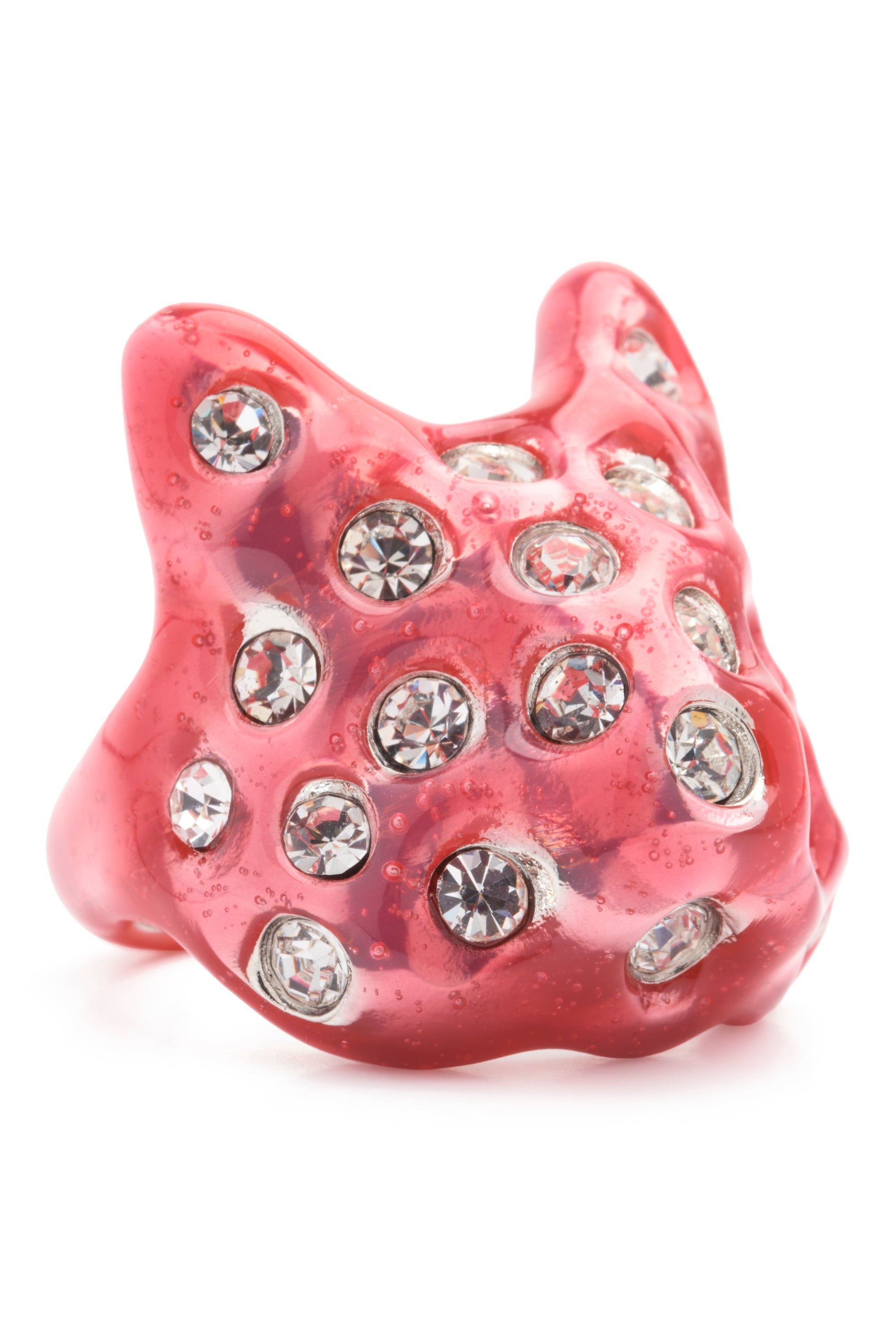 HOT PINK PUFFY BUNNY RING - 3
