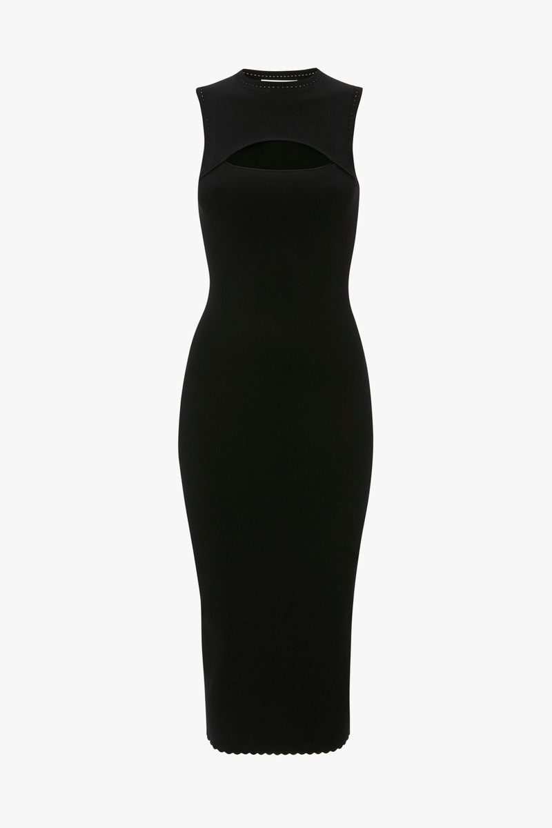 VB Body Slash Front Midi Dress In Black 1