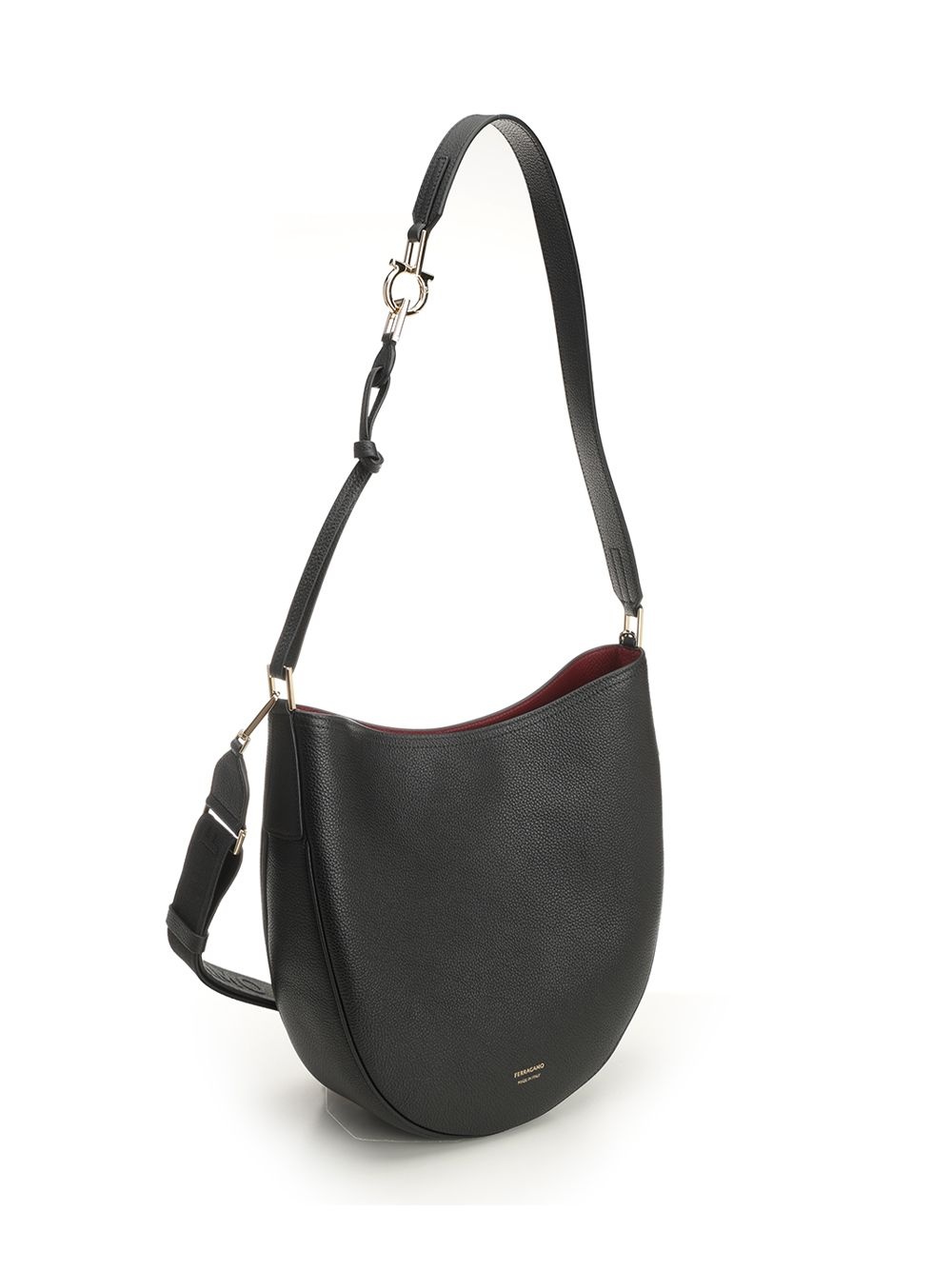 Hobo Smile Medium Bag With Doubel Shoulder Strap Shoulder Bags Black - 2