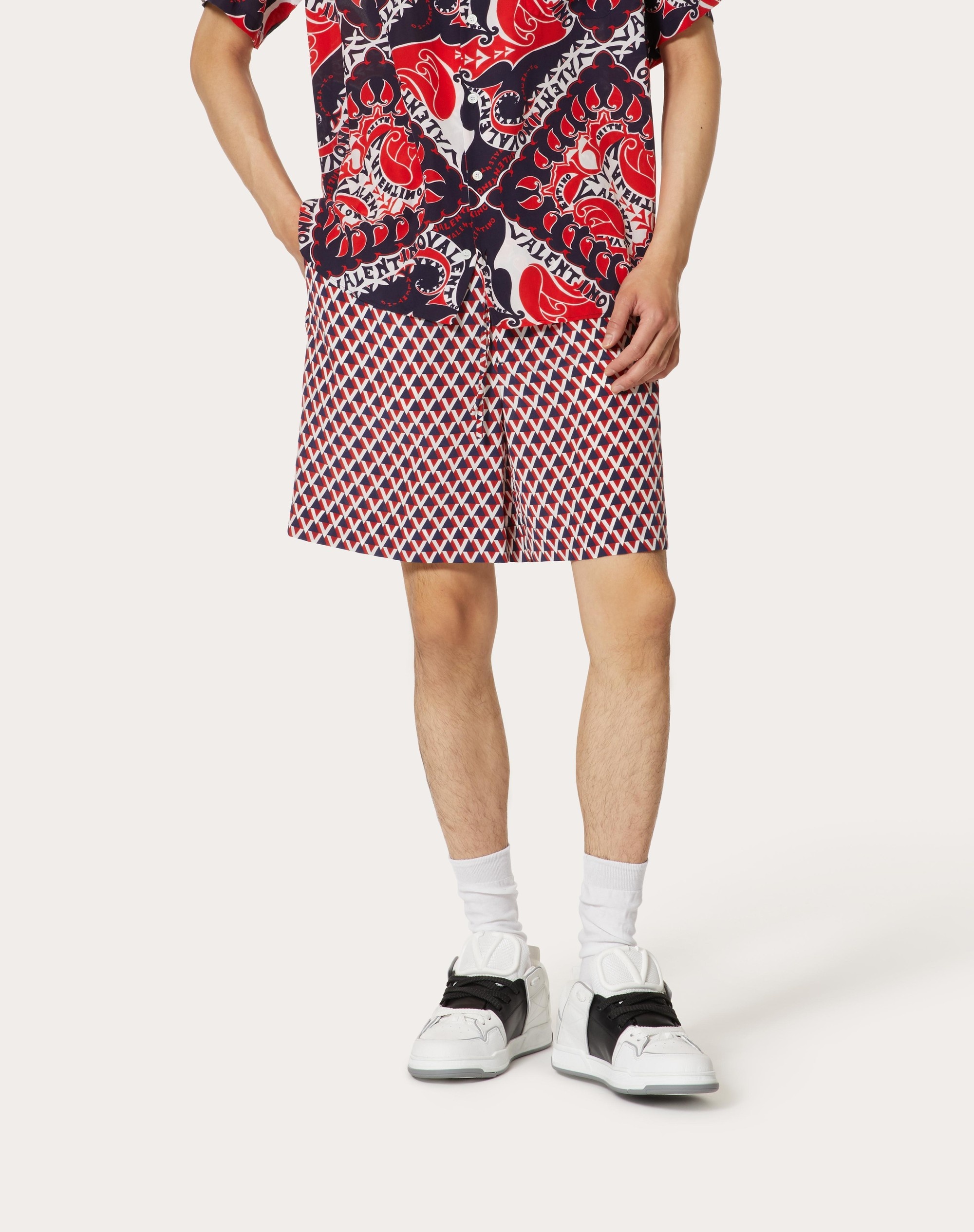 VEEHIVE PRINT SILK BERMUDA SHORTS - 3