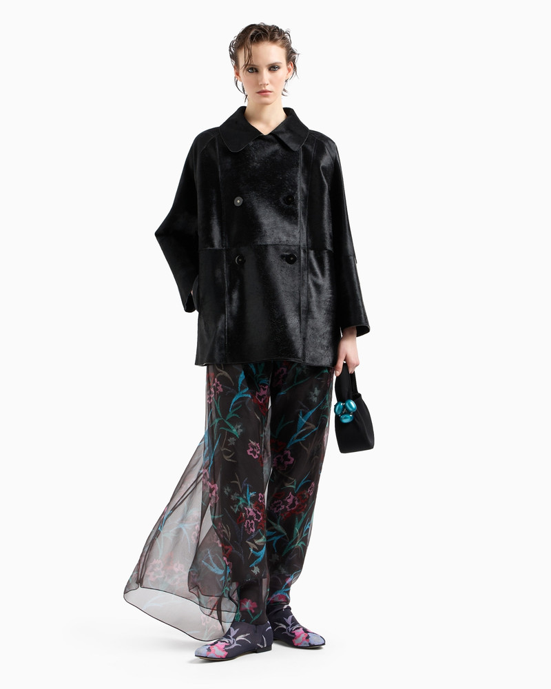 GIORGIO ARMANI Straight trousers with floral jacquard motif outlook