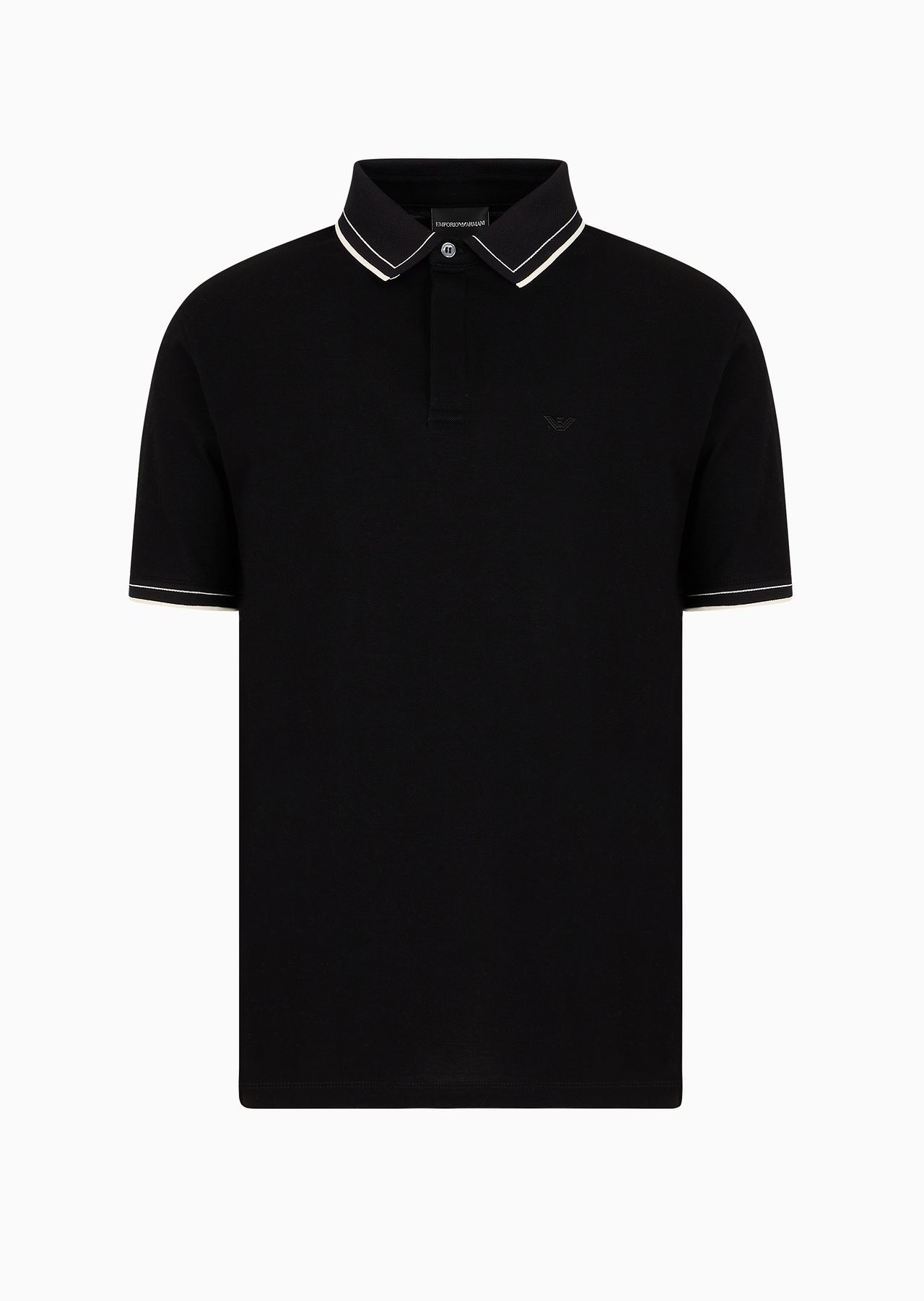 Mercerised piqué polo shirt with monochromatic micro-eagle embroidery - 1