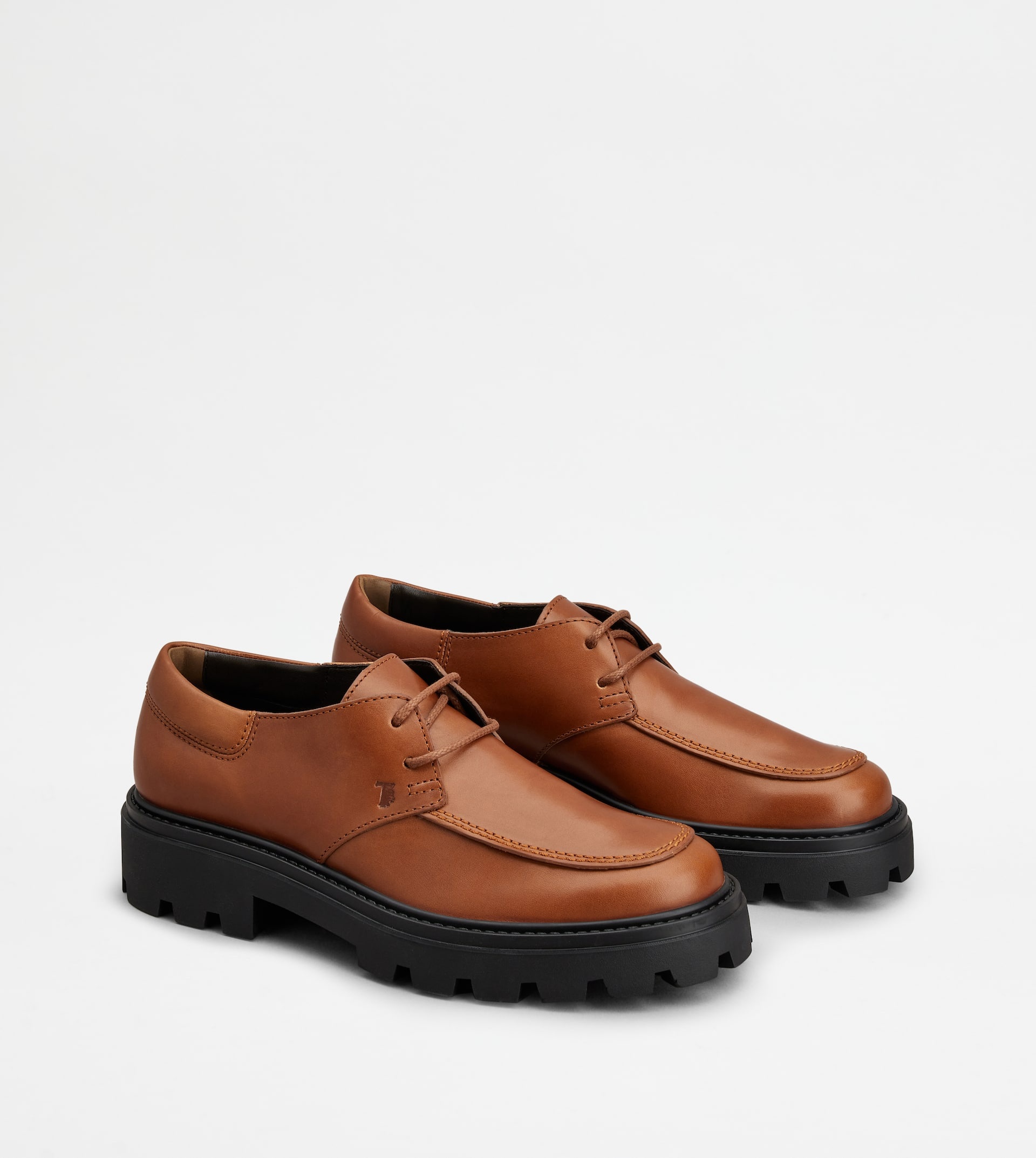 LUGGED LACE-UPS IN LEATHER - BROWN - 3