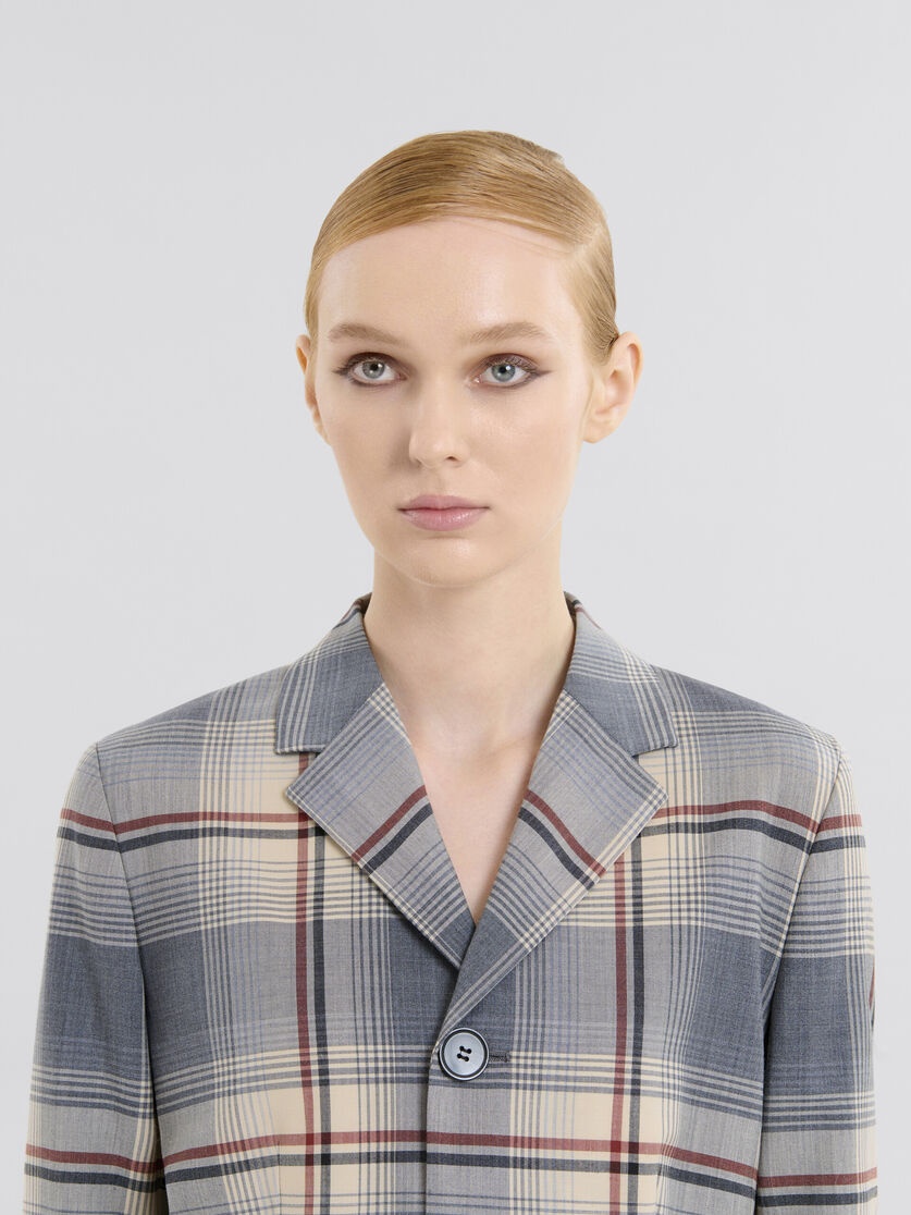GREY CHECKED WOOL JACKET WITH MARNI MENDING - 4