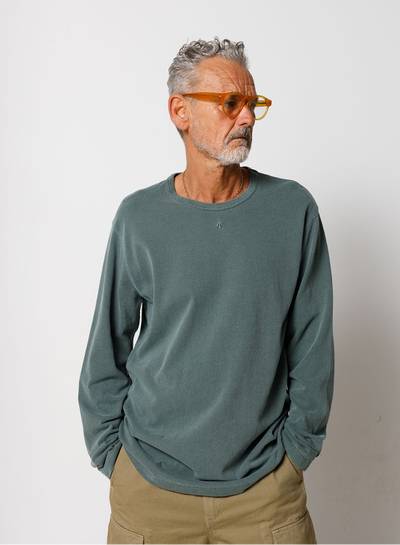 Nigel Cabourn Embroidered Arrow Long Sleeve Tee in Sports Green outlook