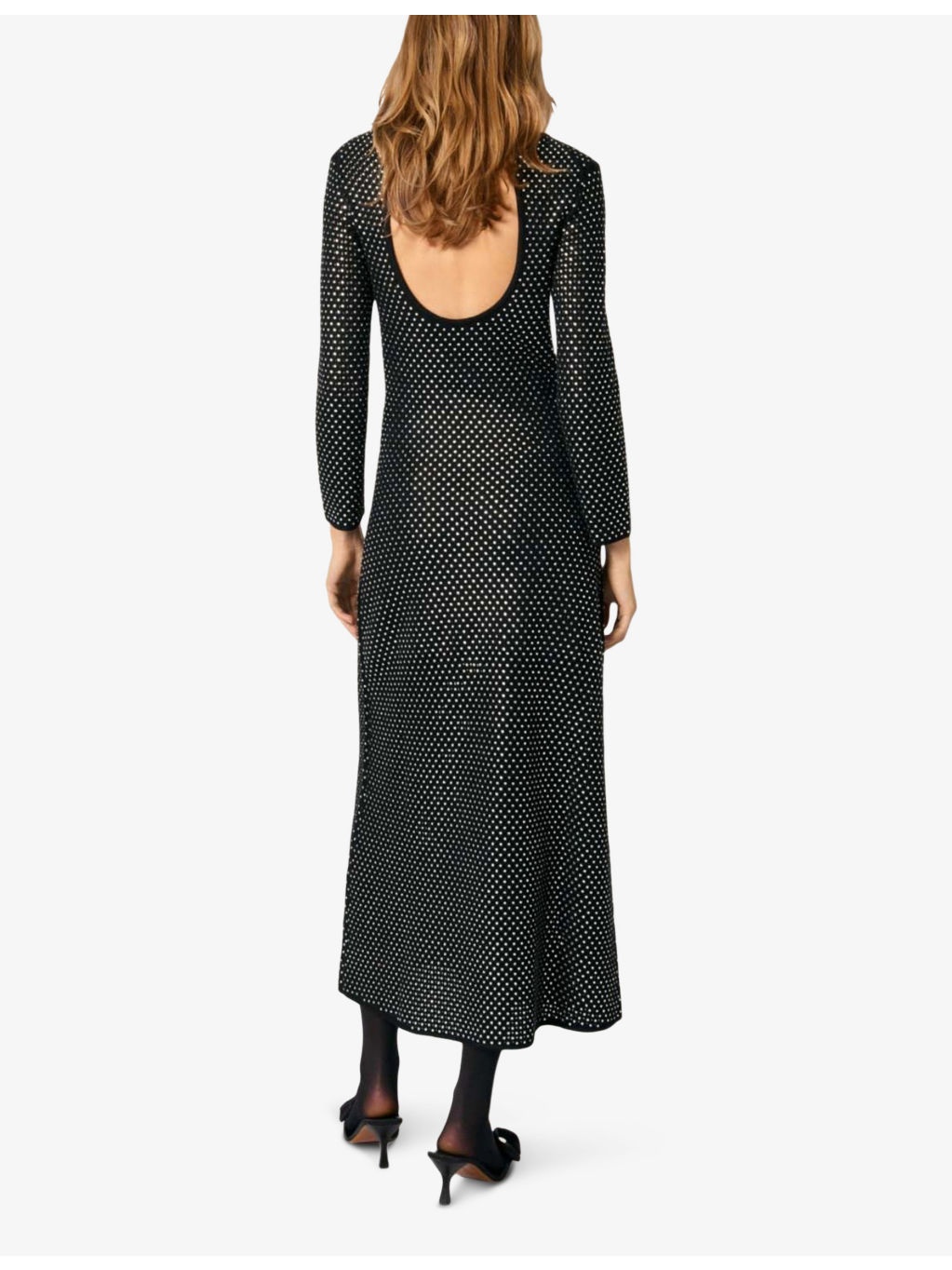 Crystal-embellished long-sleeve stretch-knit midi dress - 4