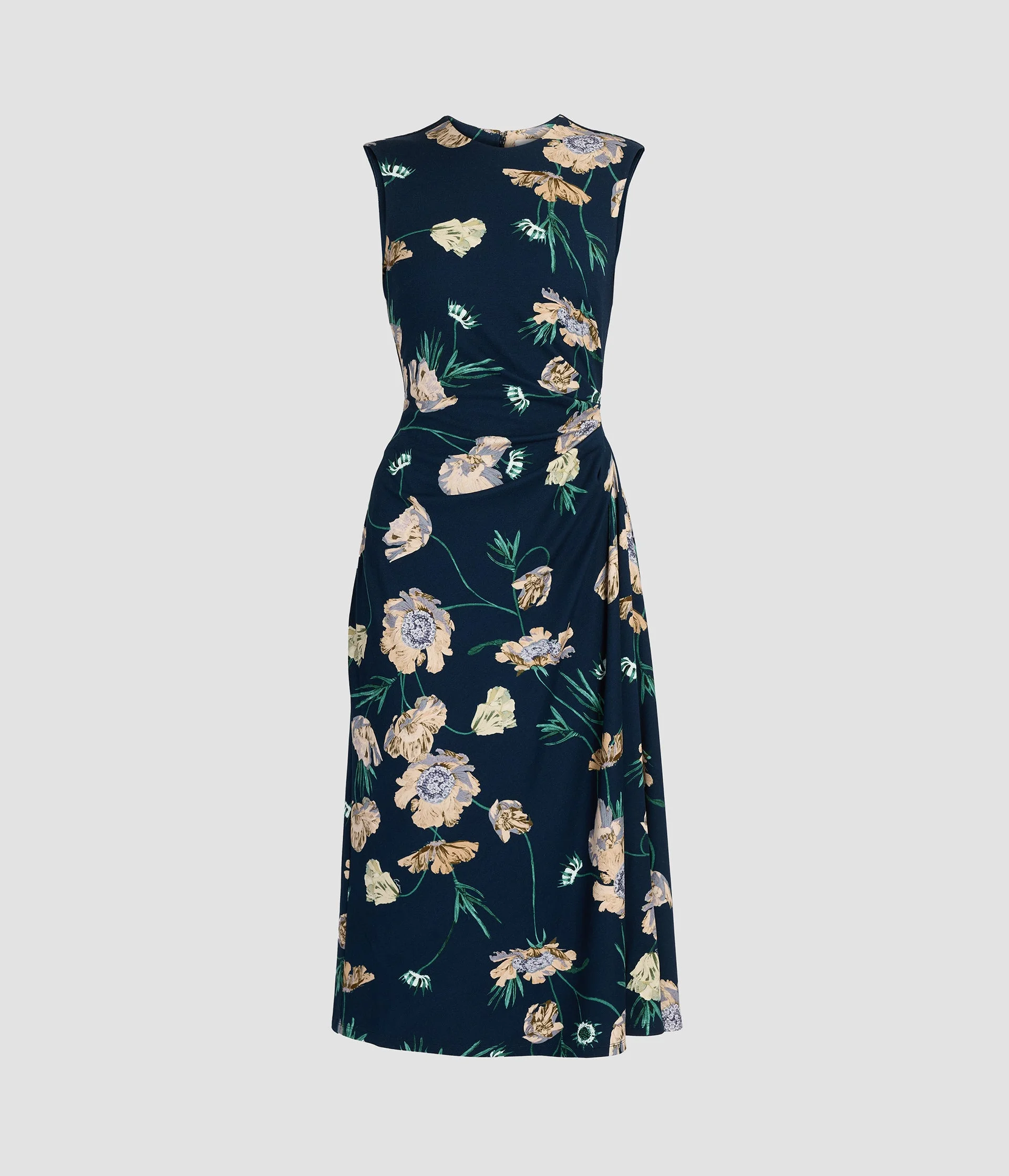 FLORAL PONTE SLEEVELESS MIDI DRESS - 1
