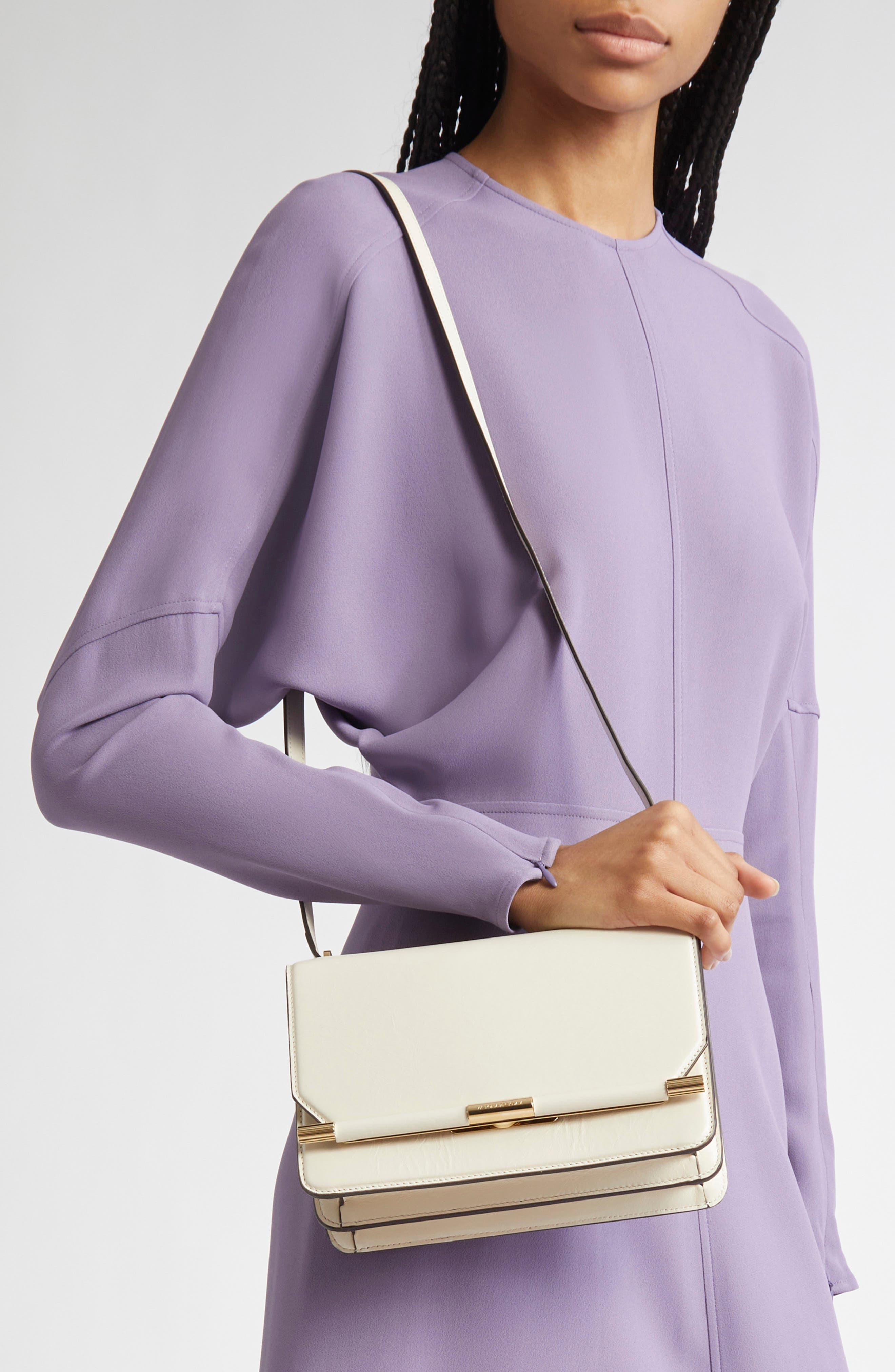 Victoria Beckham 202 Distressed Leather Shoulder Bag in Ivory at Nordstrom - 2