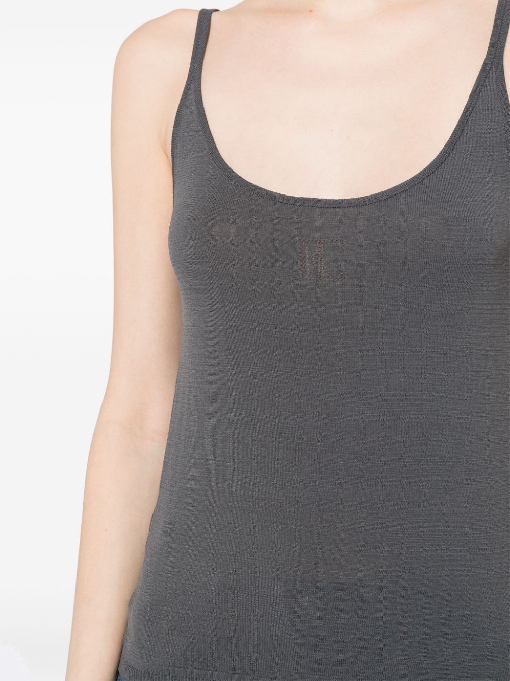 perforated knit tank top - 5