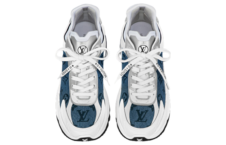 (WMNS) LOUIS VUITTON Run 55 Sneakers 'Denim Monogram Silver' 1ABHQJ - 3