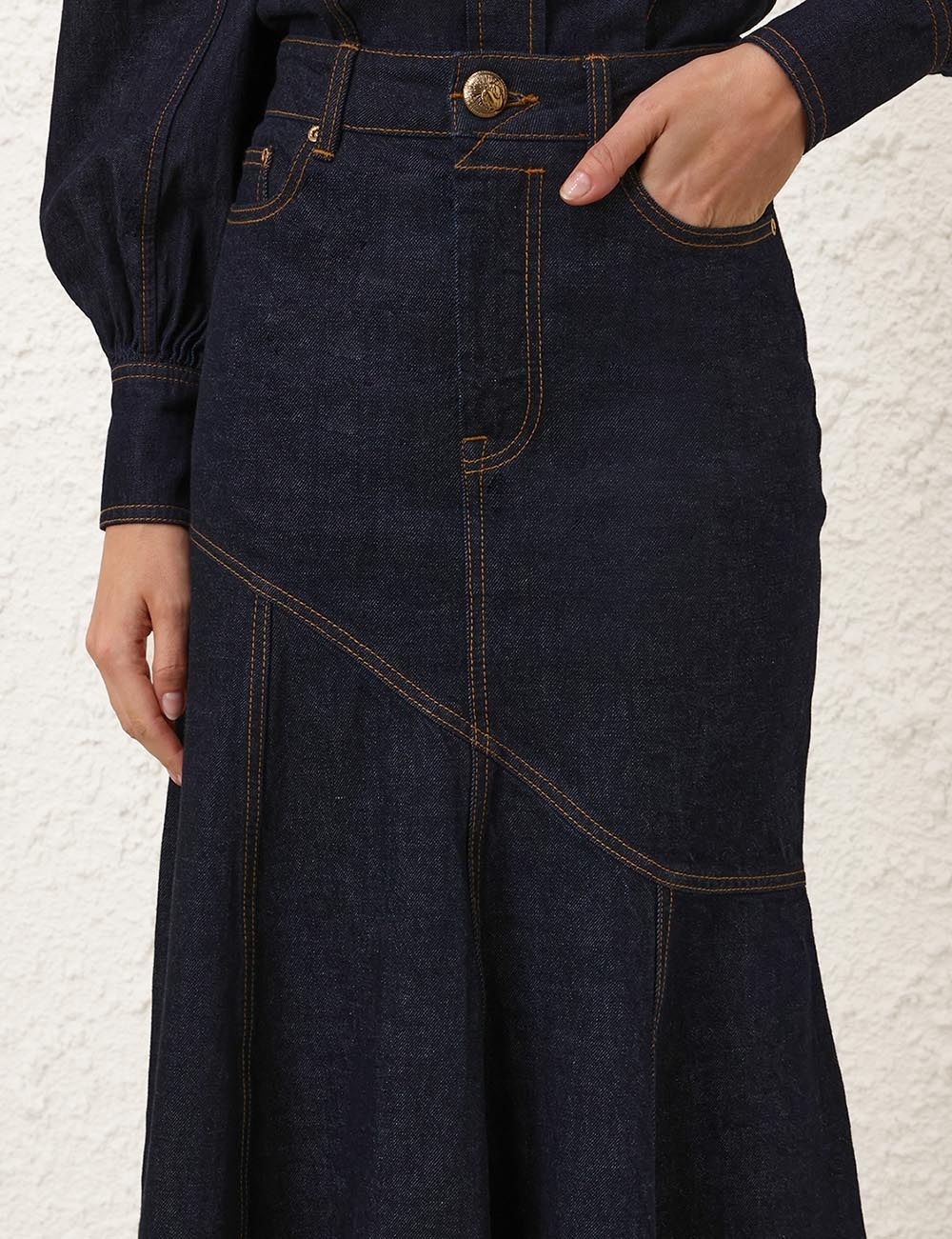 ILLUSTRATION DENIM MIDI SKIRT - 5