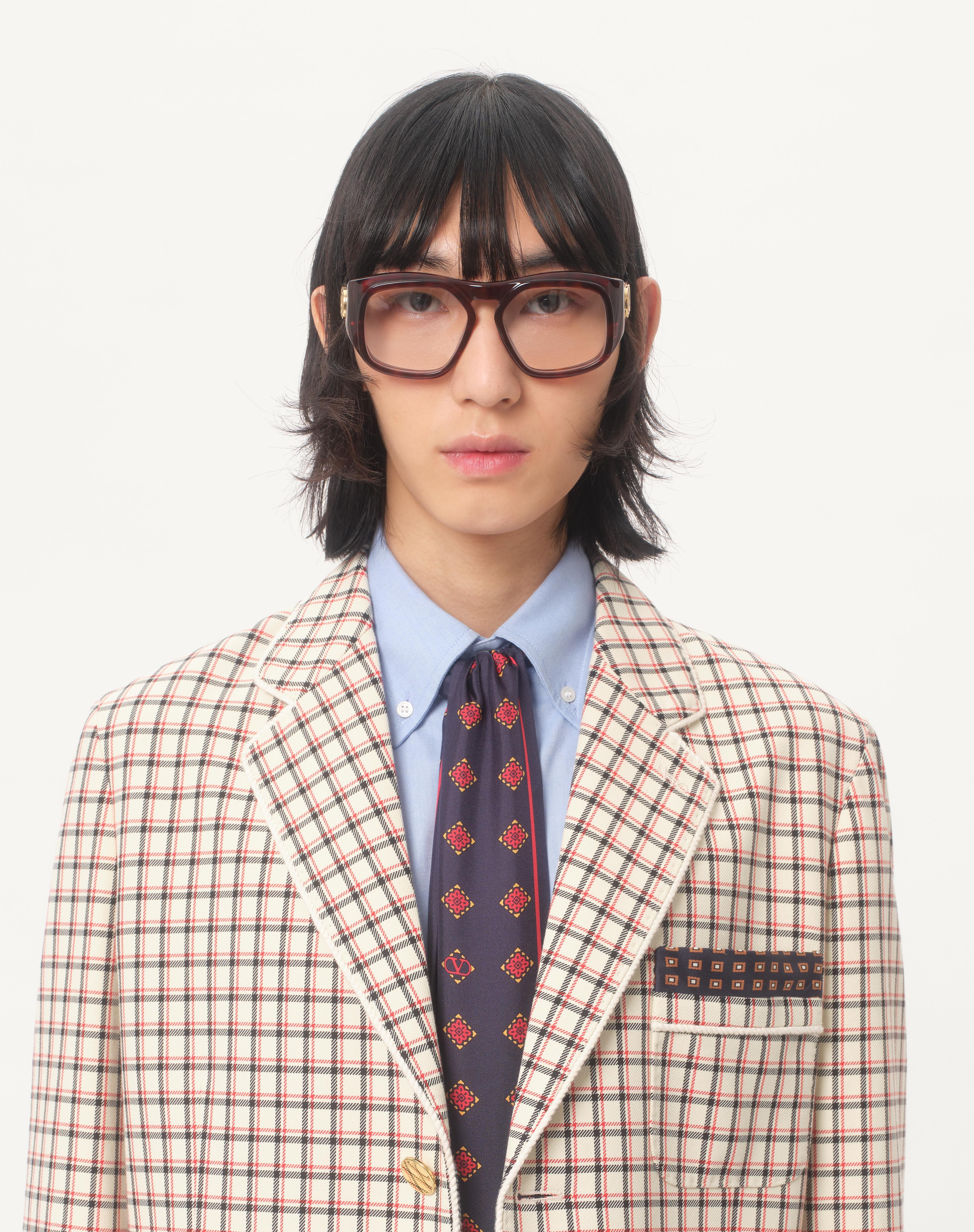 SINGLE-BREASTED COTTON JACKET WITH CHECK PATTERN AND PRINTED EDGES - 3