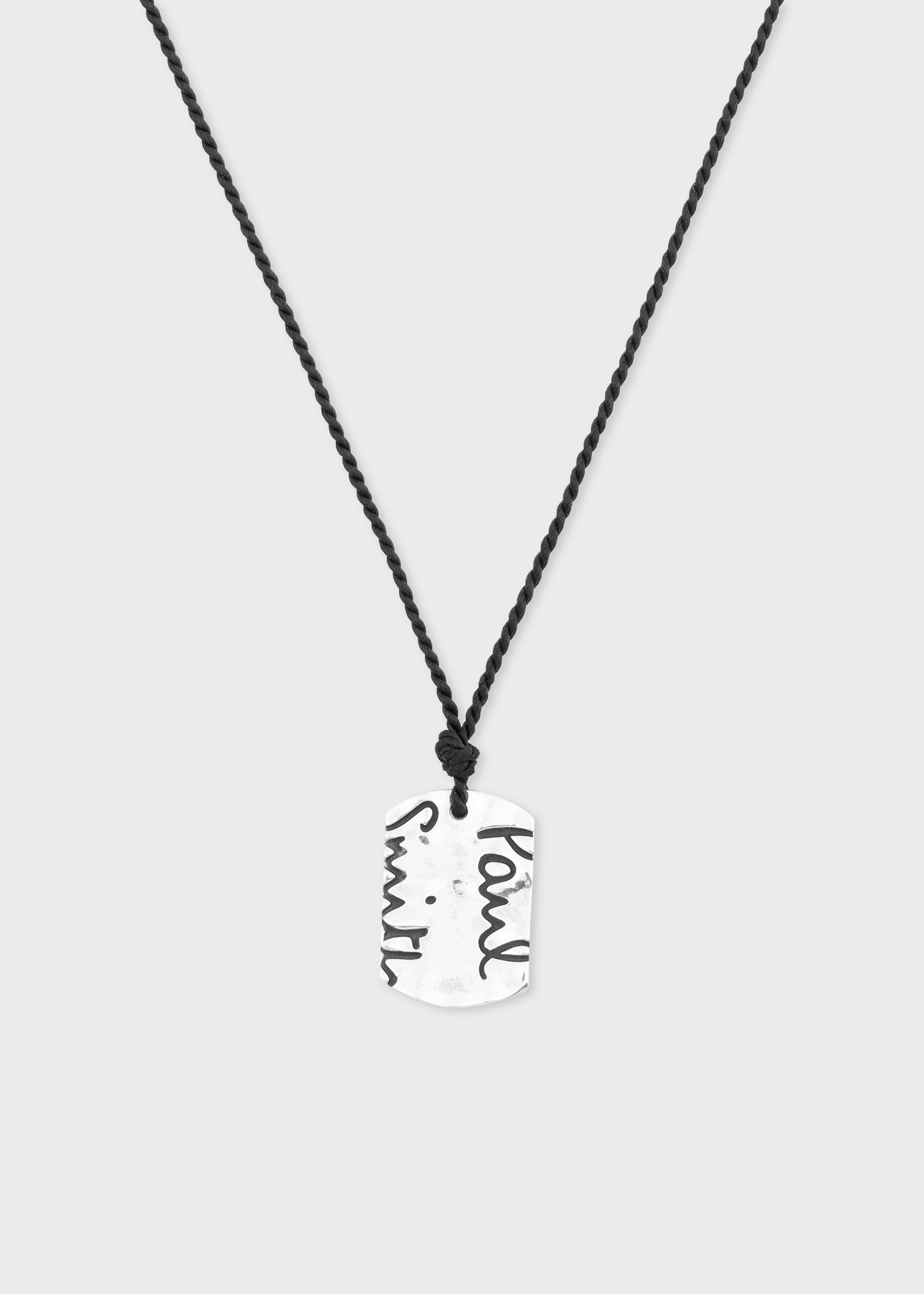 Navy Necklace With Silver Tag - 1