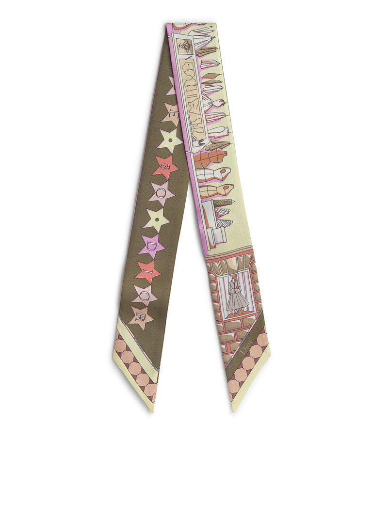 MULTICOLOURED BEIGE SILK TWILL MITZAH SCARF 1