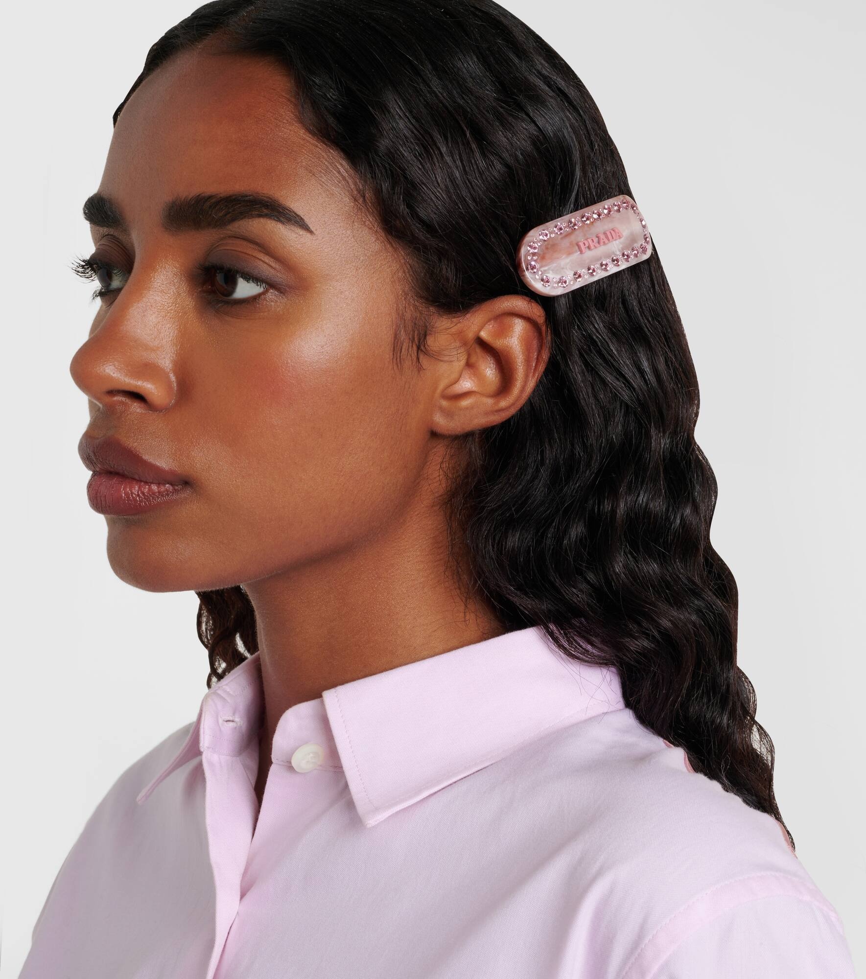 Logo crystal-embellished barrette - 2