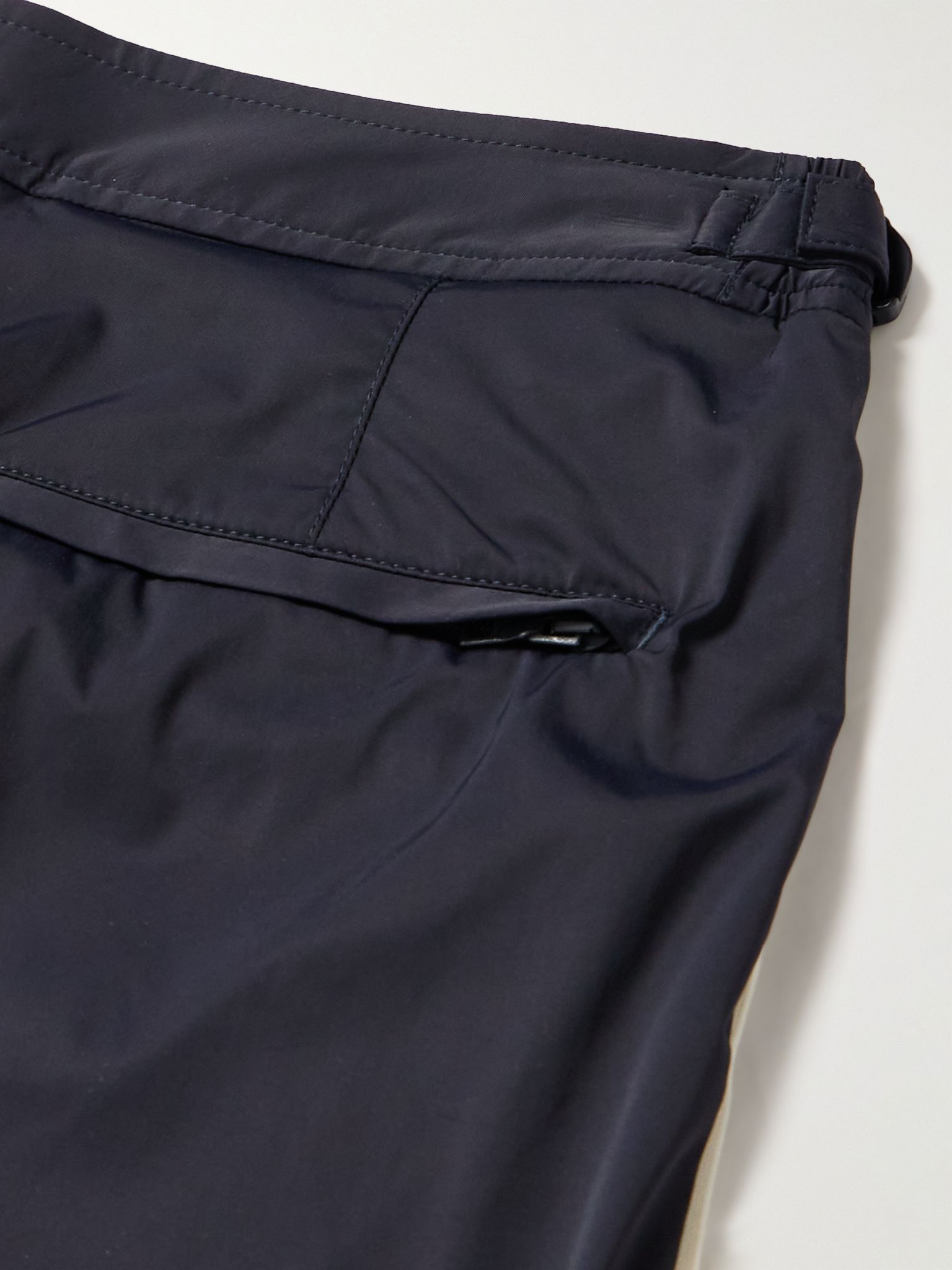 Bulldog Straight-Leg Mid-Length Striped Swim Shorts Navy - 4