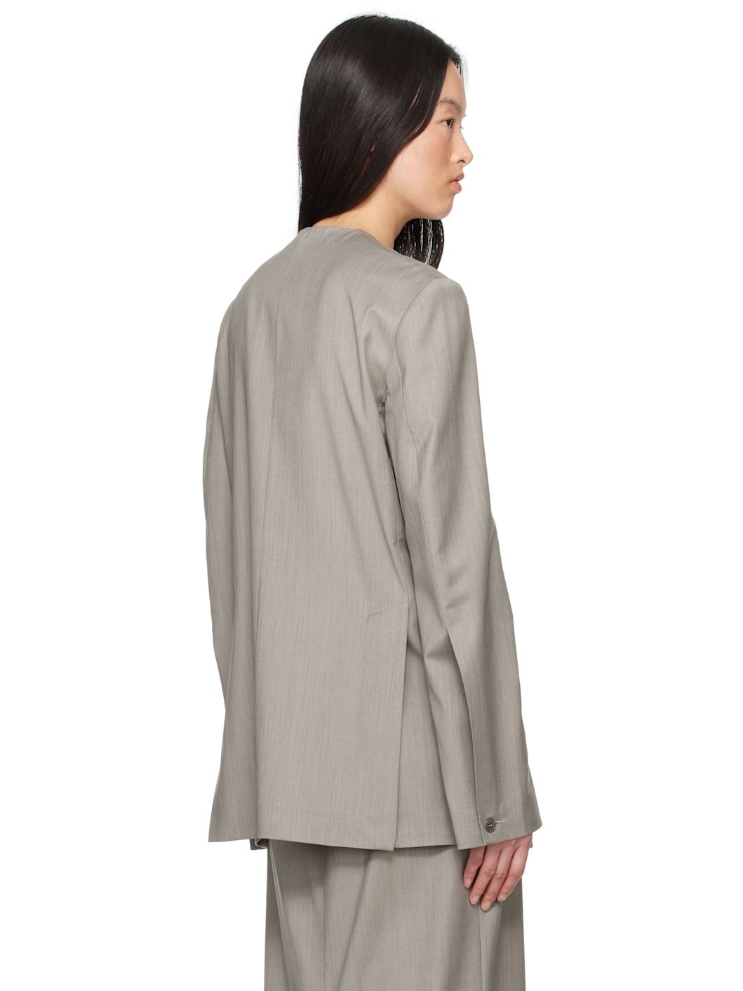 Gray No.63 Summer Wool Folded Blazer - 3