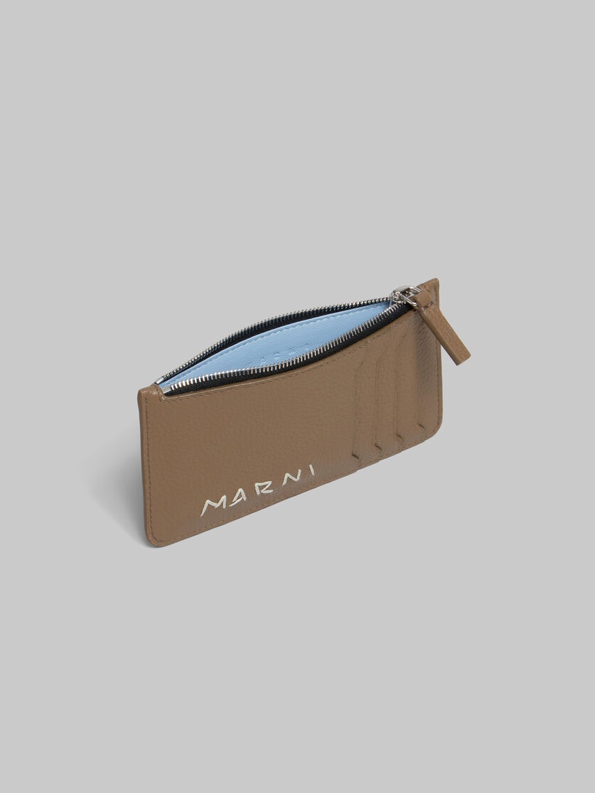 BROWN LEATHER CARD CASE WITH MARNI MENDING - 2