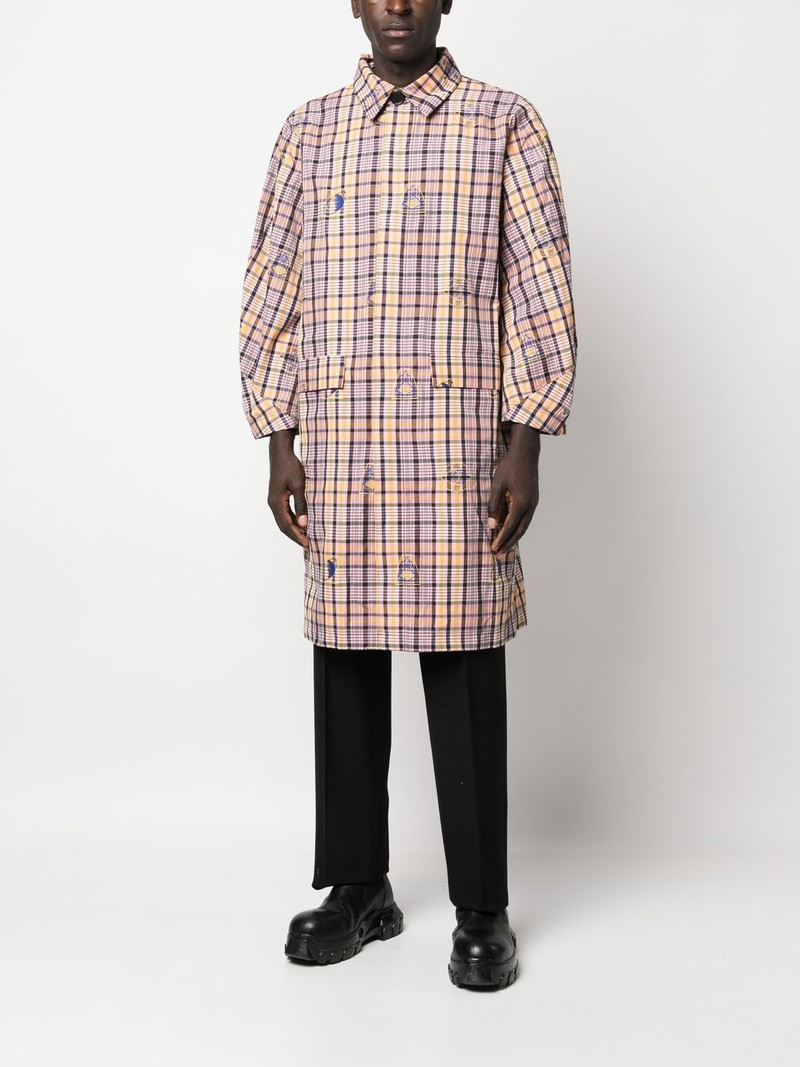 HENRIK VIBSKOV checked motif-embroidered coat outlook