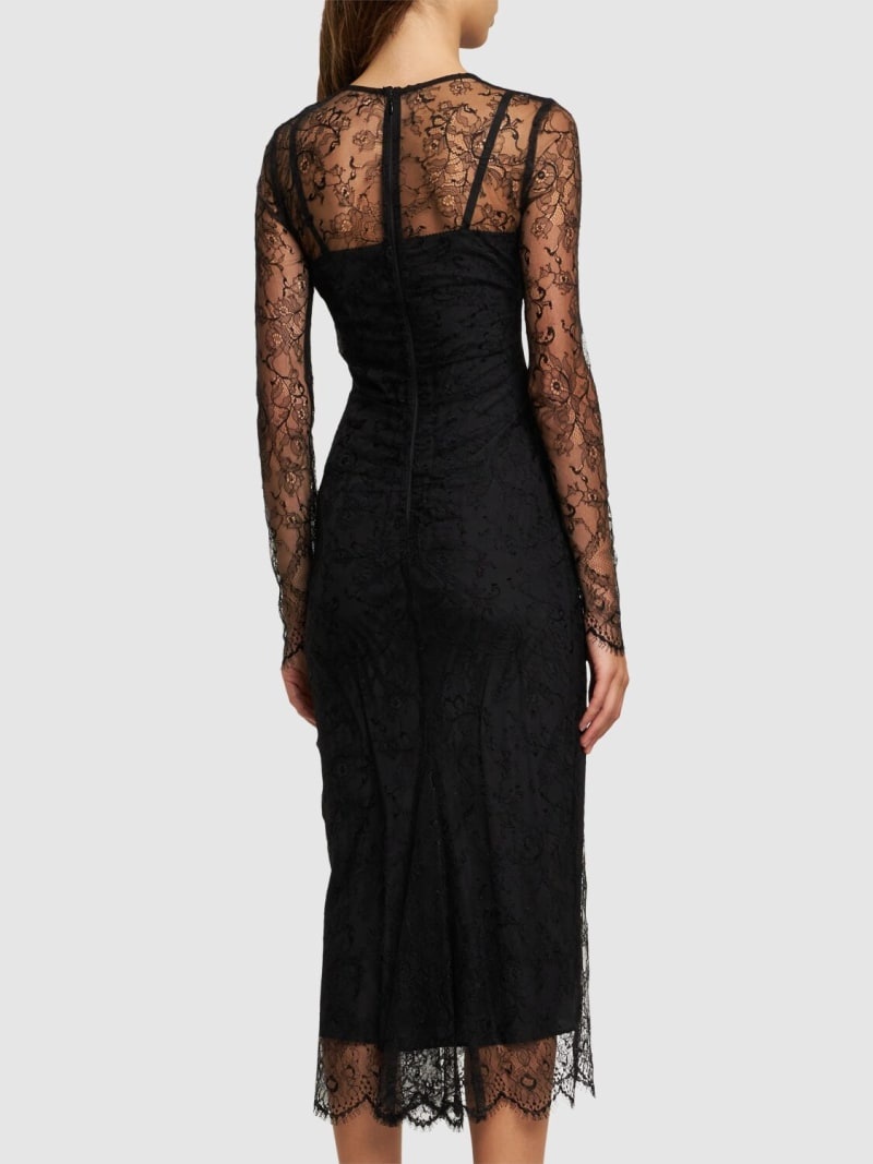 Chantilly lace long sleeve midi dress - 3