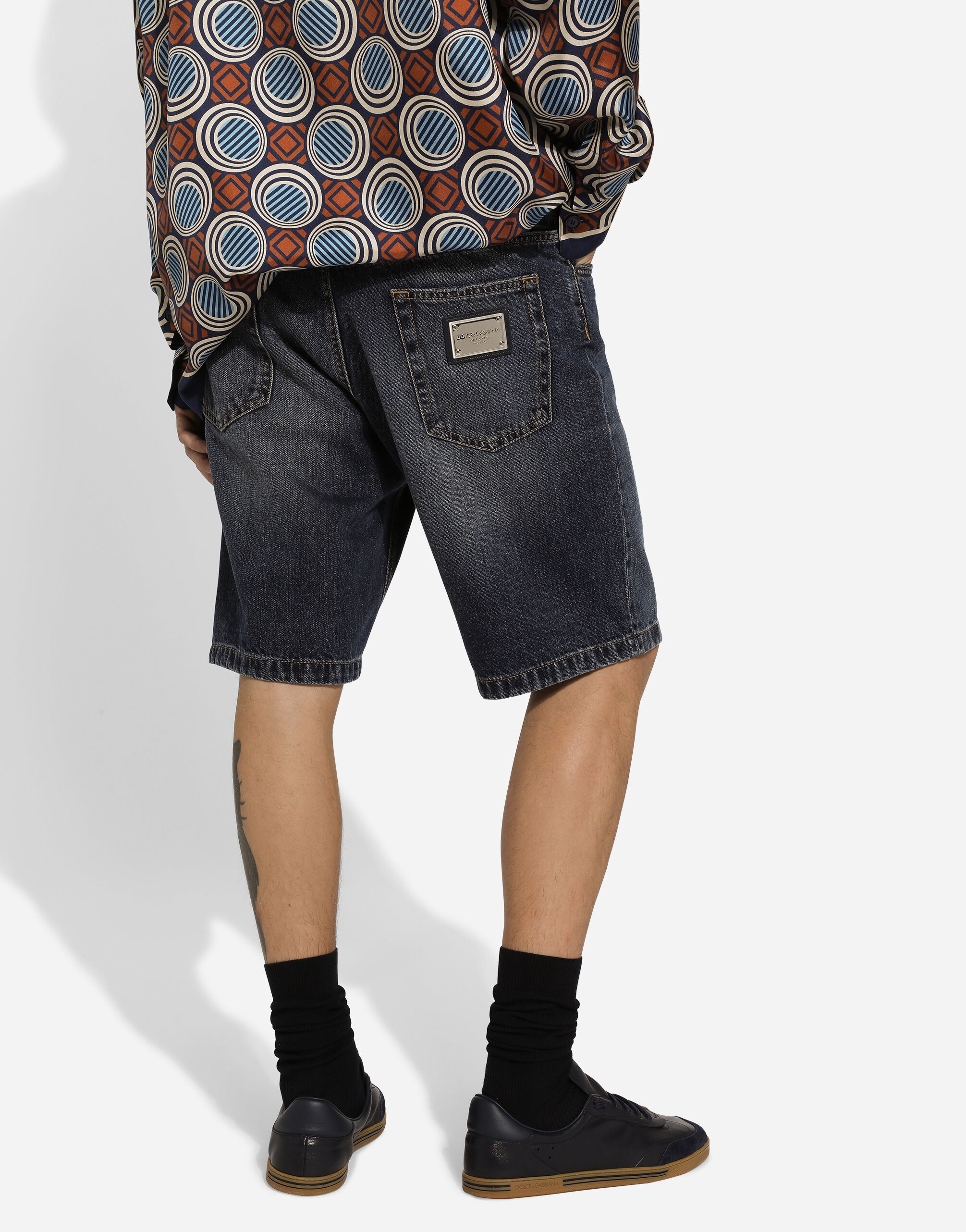 Blue denim shorts - 4