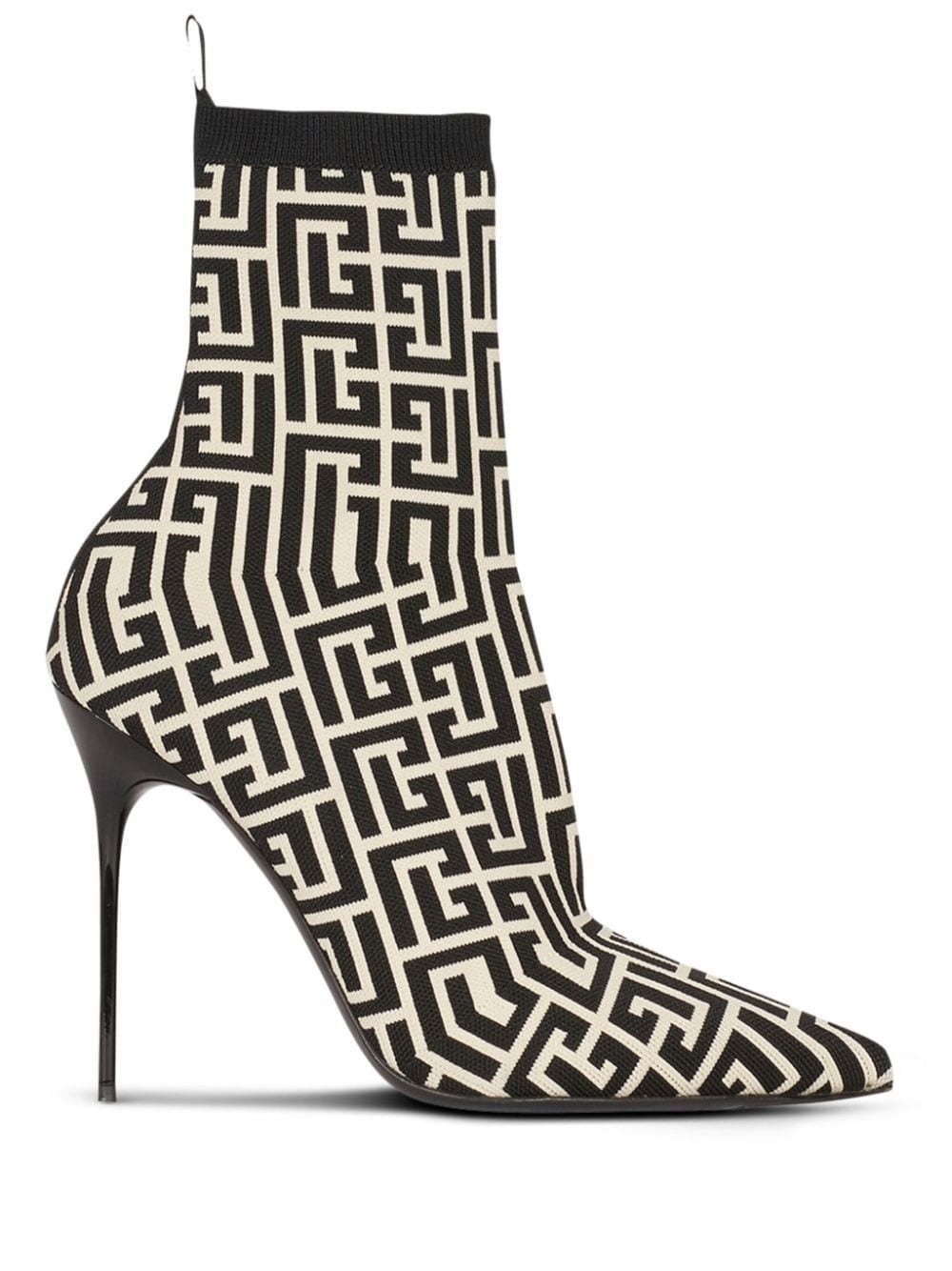 monogram-jacquard pointed boots - 3