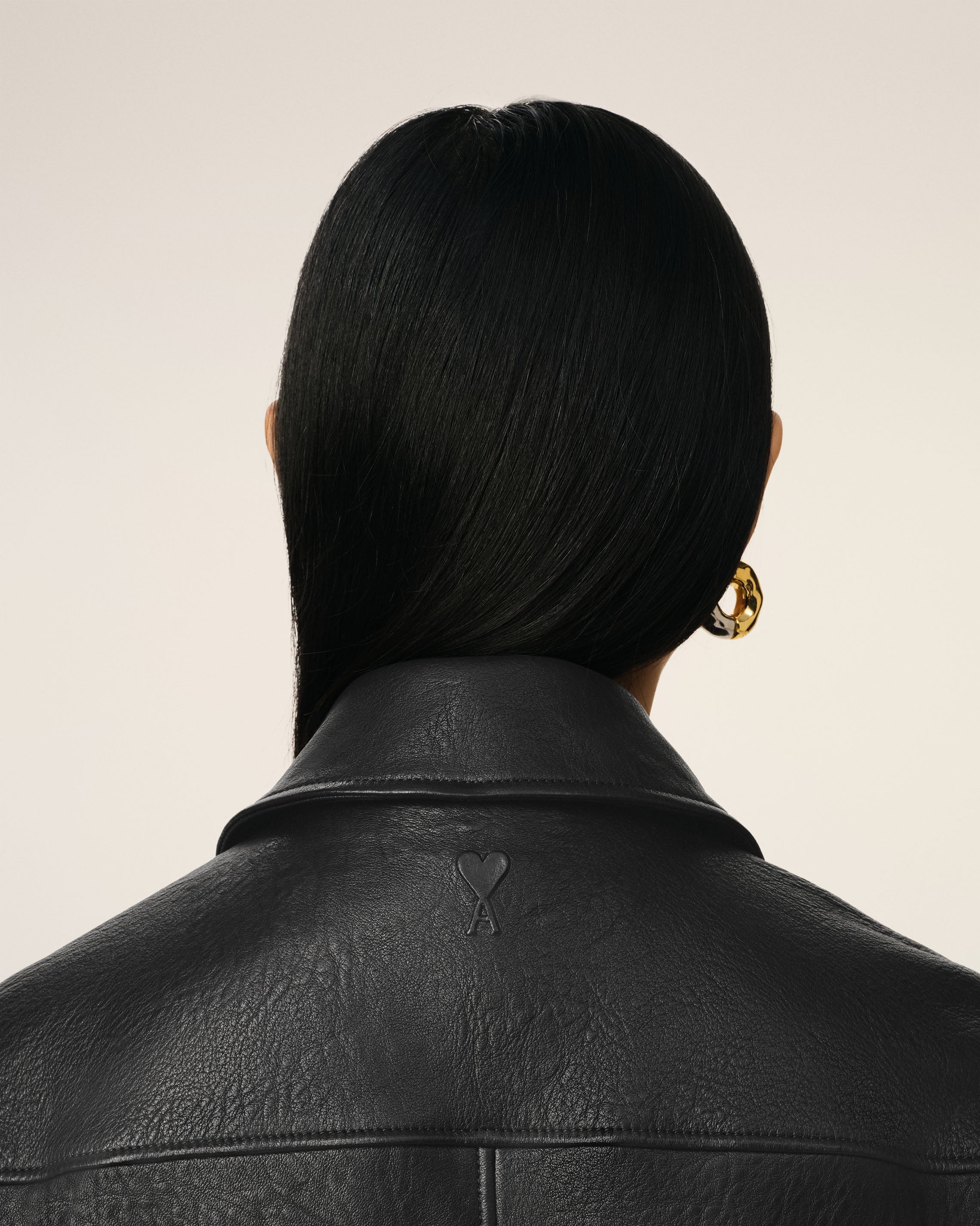 BLACK LEATHER ZIPPED JACKET - 4