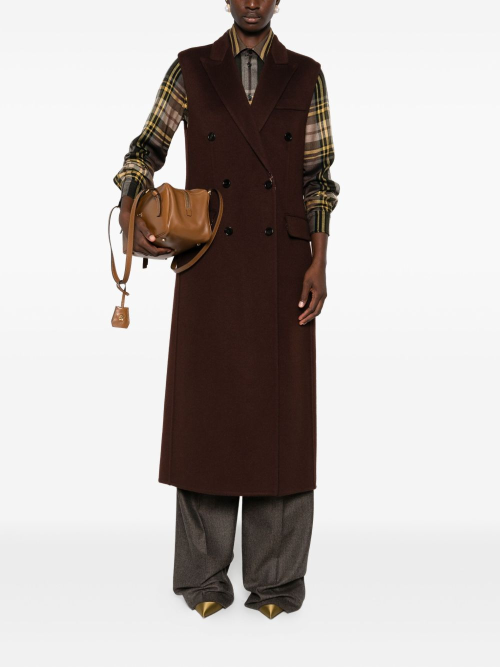 double-breasted sleeveless coat - 2