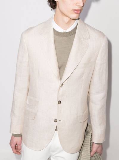 Brunello Cucinelli single-breasted linen blazer outlook