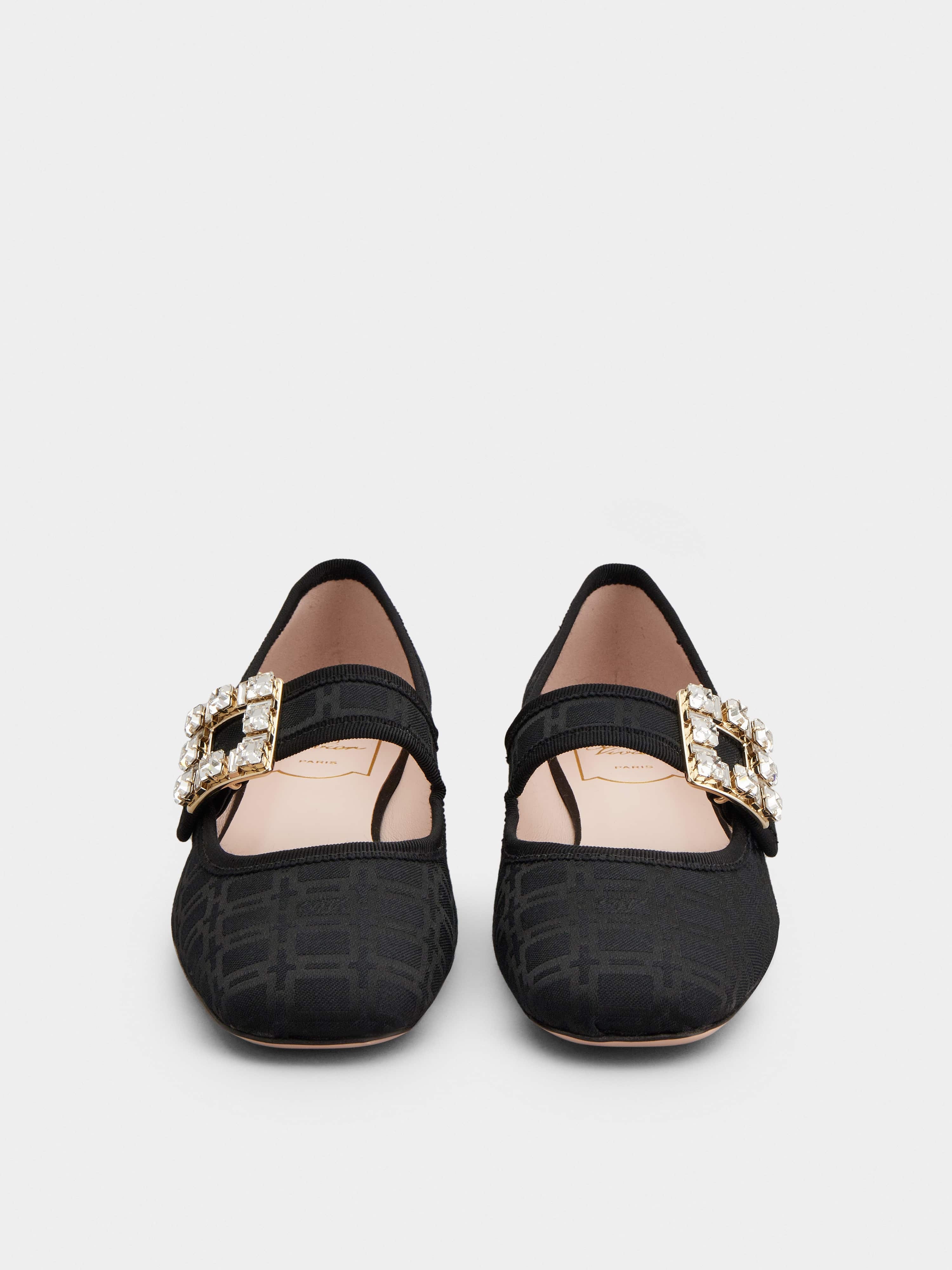 Très Vivier Strass Buckle Babies Ballerinas in Fabric - 7