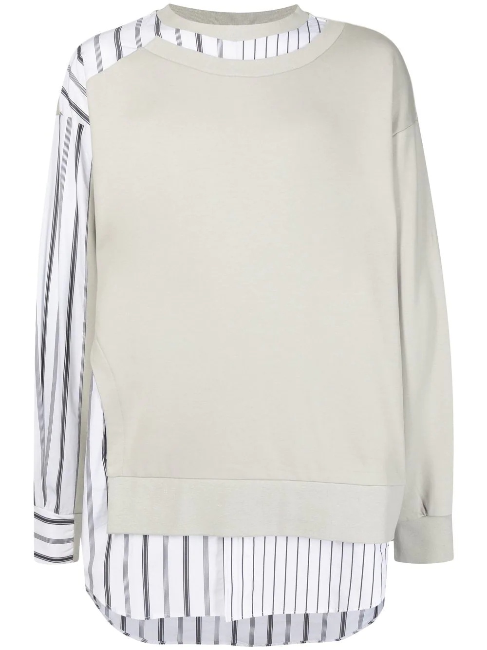 striped panelled sweatshirt - 1