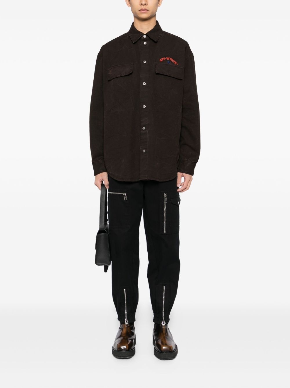 embroidered-print shirt - 2