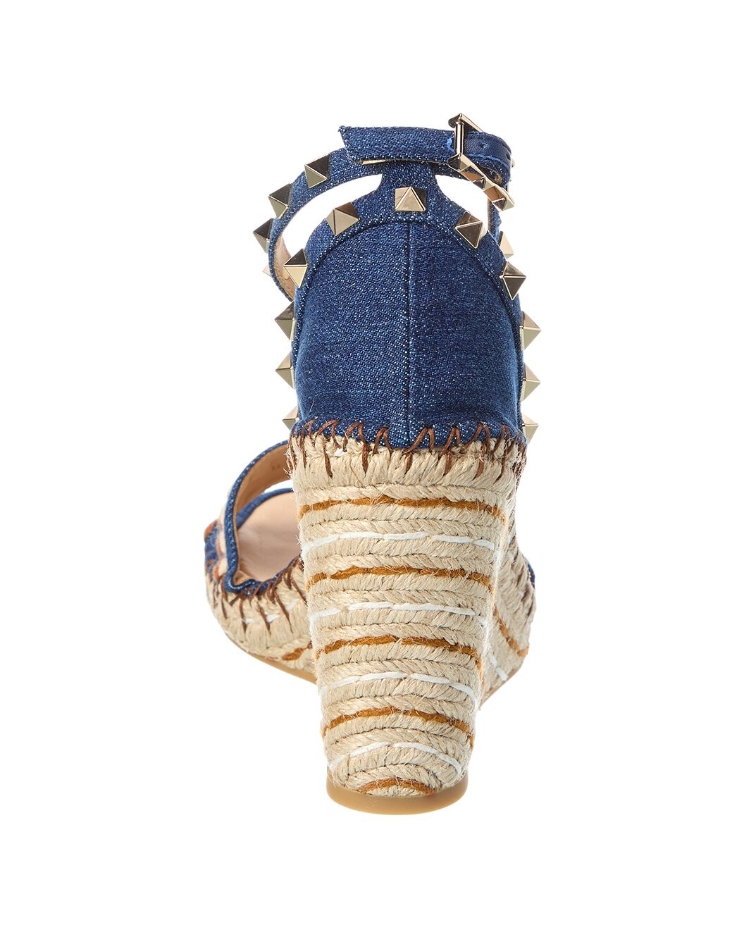 Valentino Rockstud 105 Denim Wedge Sandal - 3