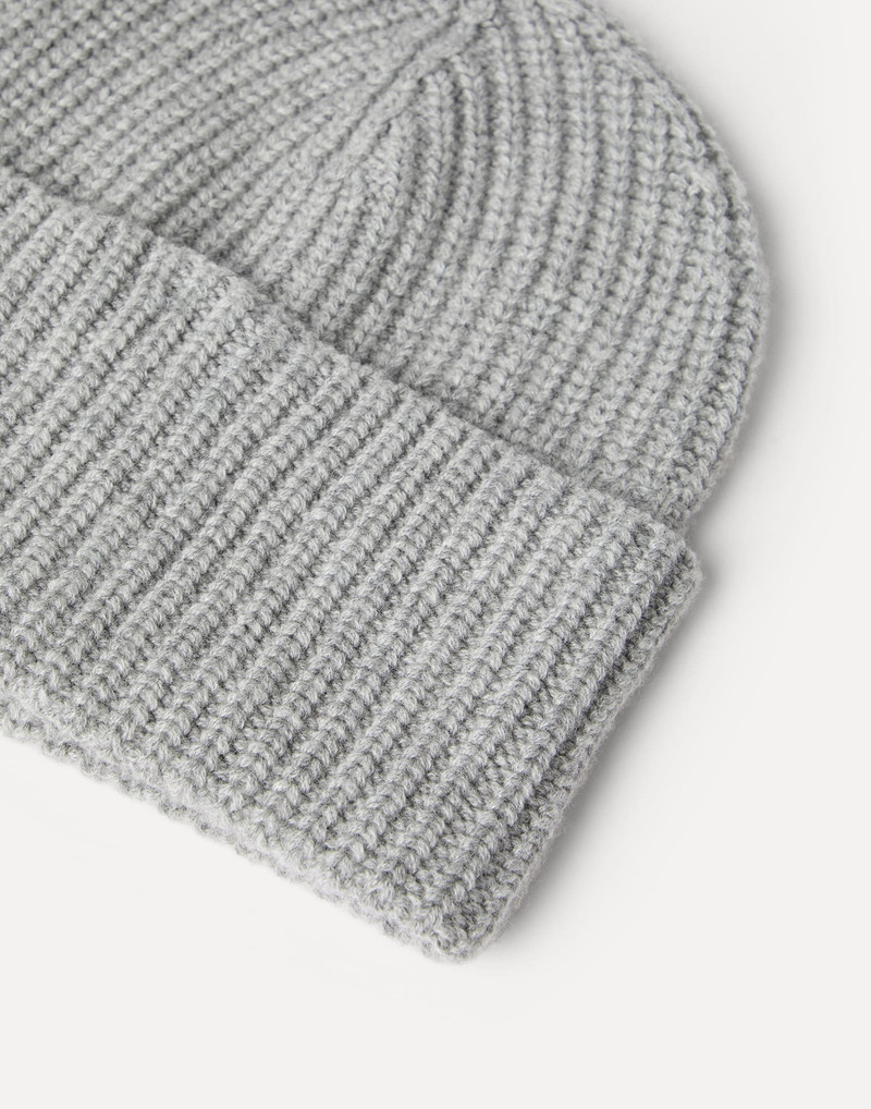 Brunello Cucinelli Cashmere English rib knit beanie outlook