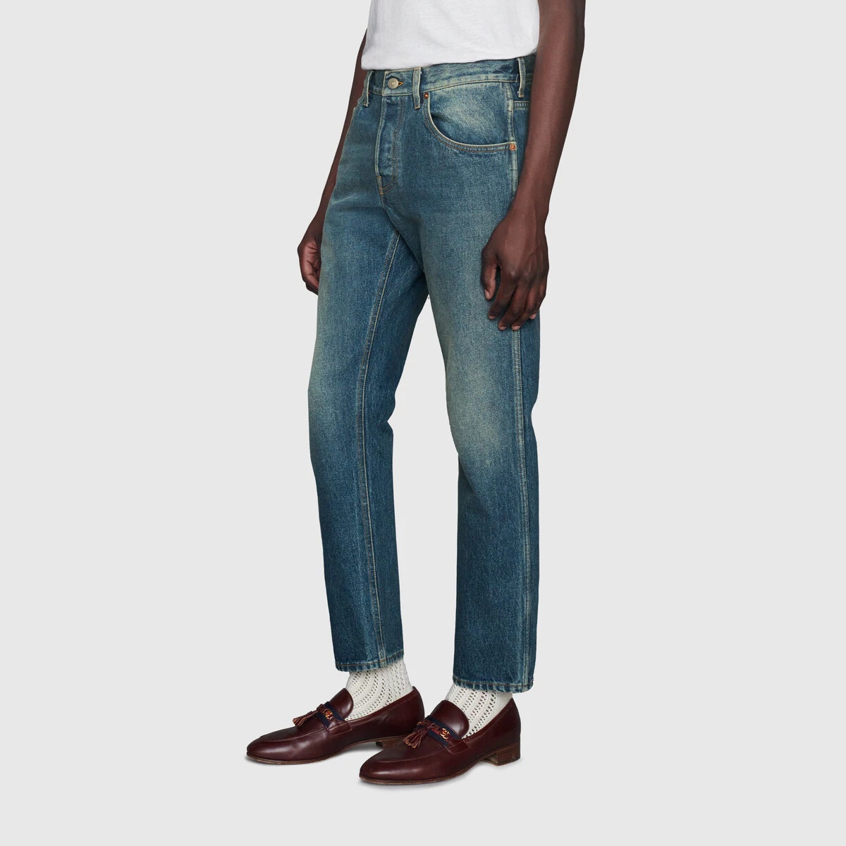Tapered washed jeans - 4