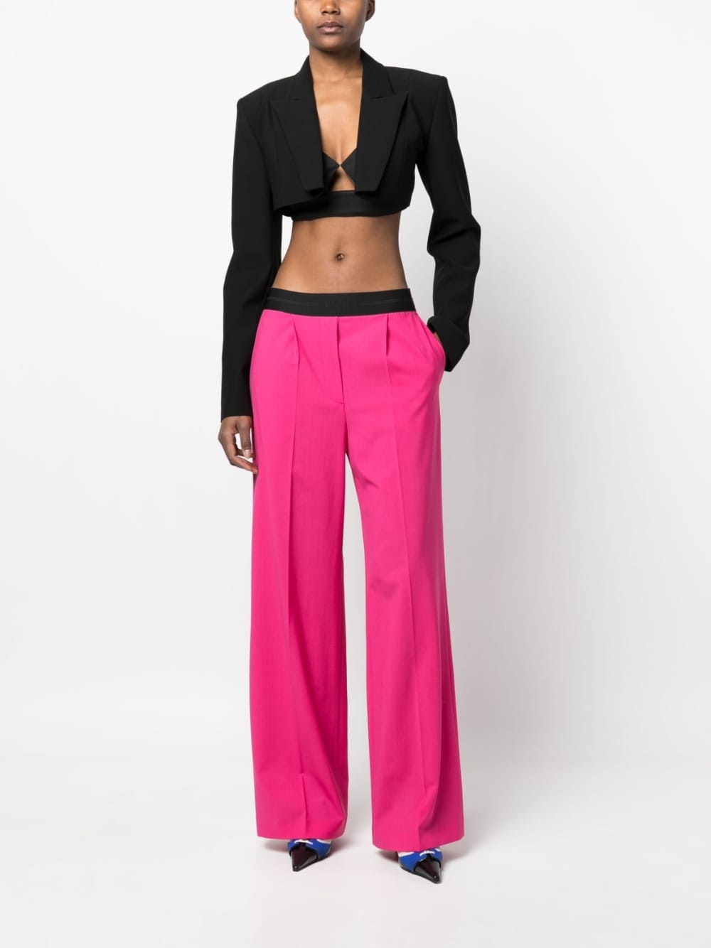 logo-waistband wide-leg trousers - 2