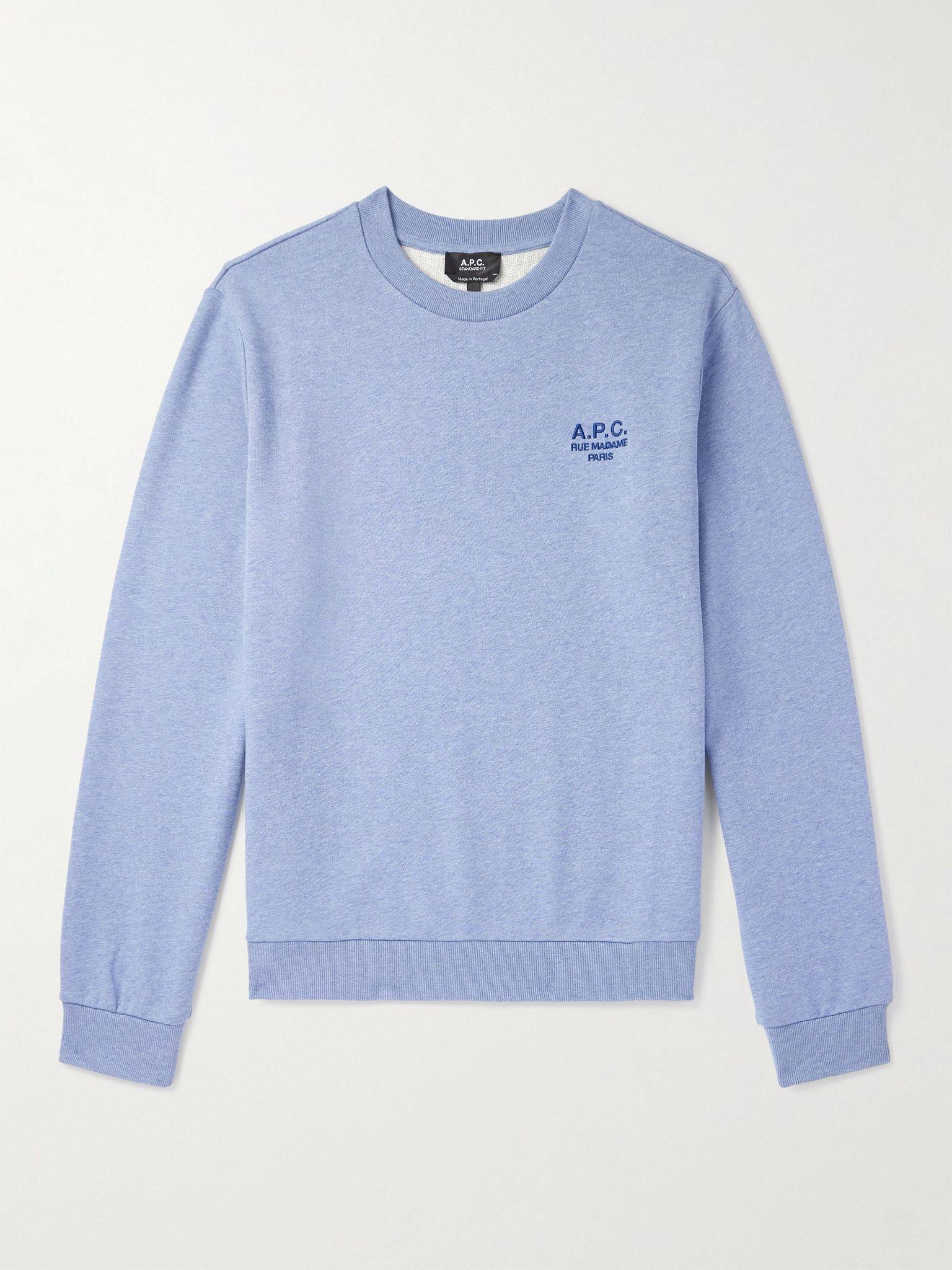 Logo-Embroidered Cotton-Blend Jersey Sweatshirt Blue - 1