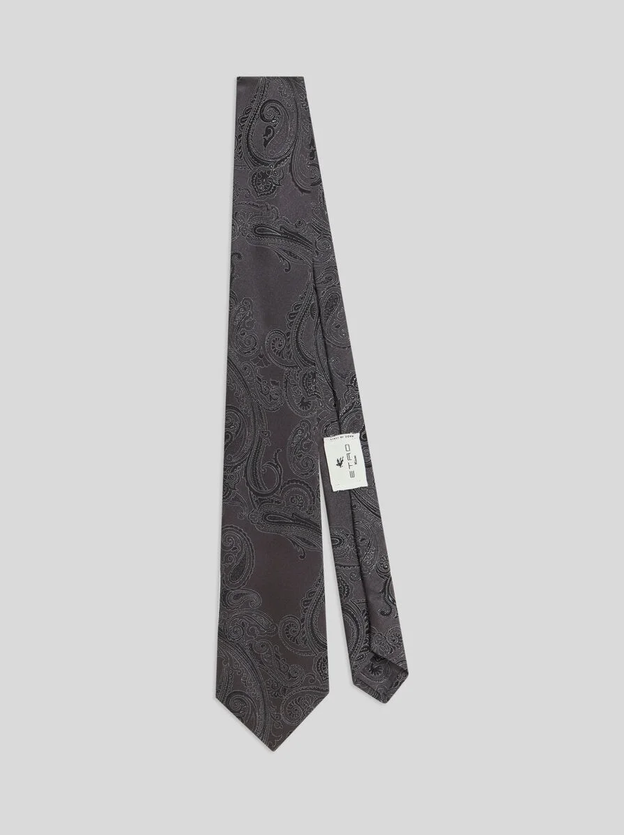 SILK JACQUARD TIE WITH PAISLEY MOTIF - 1
